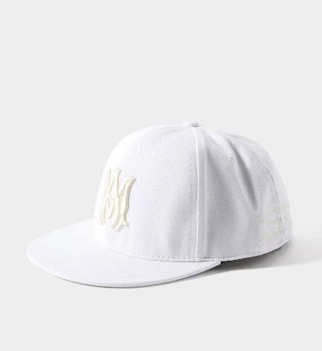 image of Amiri Logo Embroidered Fitted Baseball Cap White Small 6 3/4, Men's