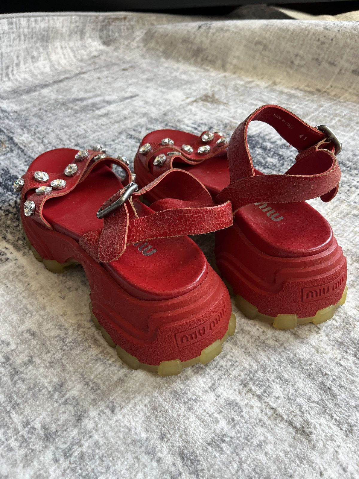 Miu Miu Miu Miu Red Platform Sandals (unisex) Size US 11 / IT 41 - 13 Thumbnail