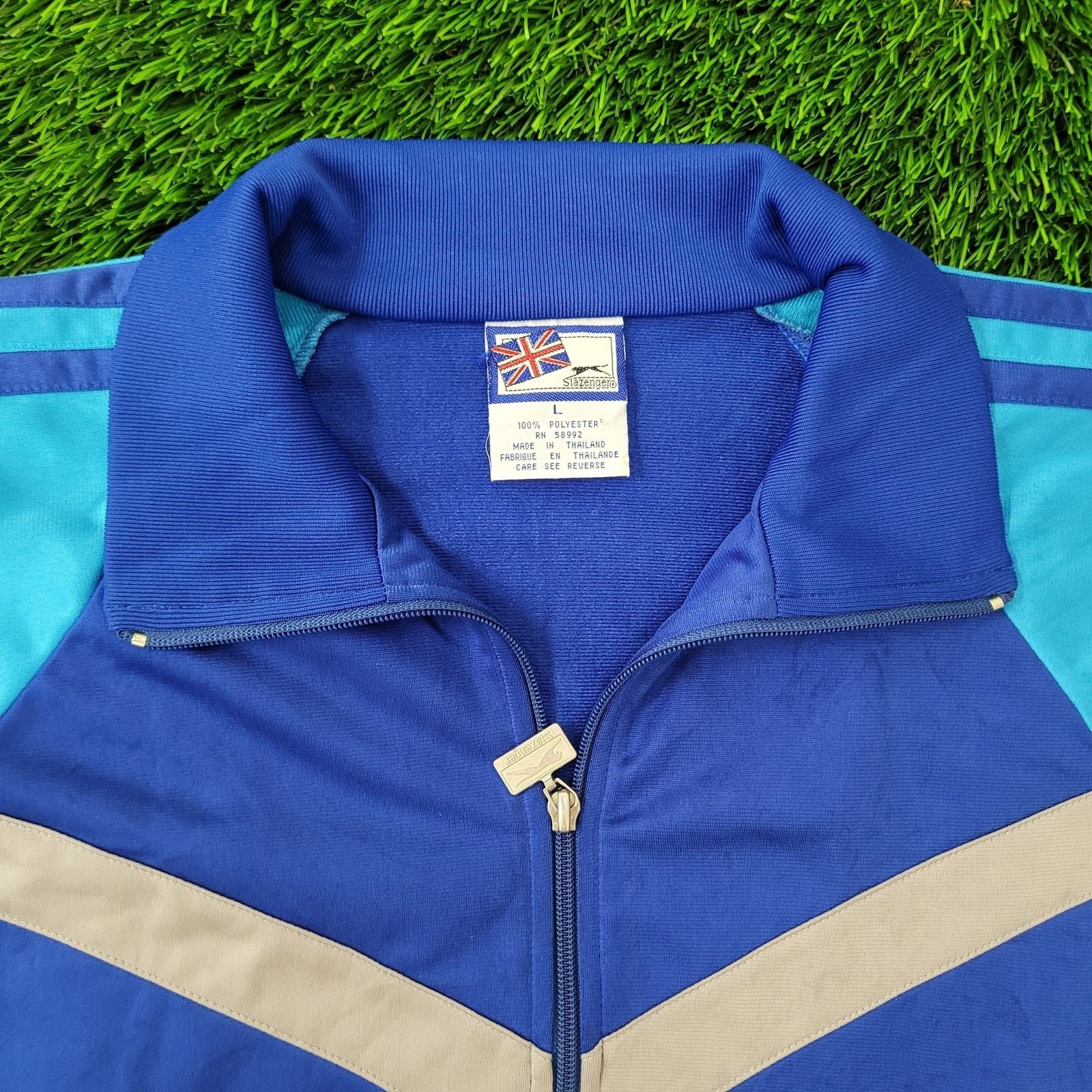 Vintage VTG Y2K Slazenger Track Jacket L 23x25 Blue Red Gray Cropped Size US L / EU 52-54 / 3 - 2 Thumbnail