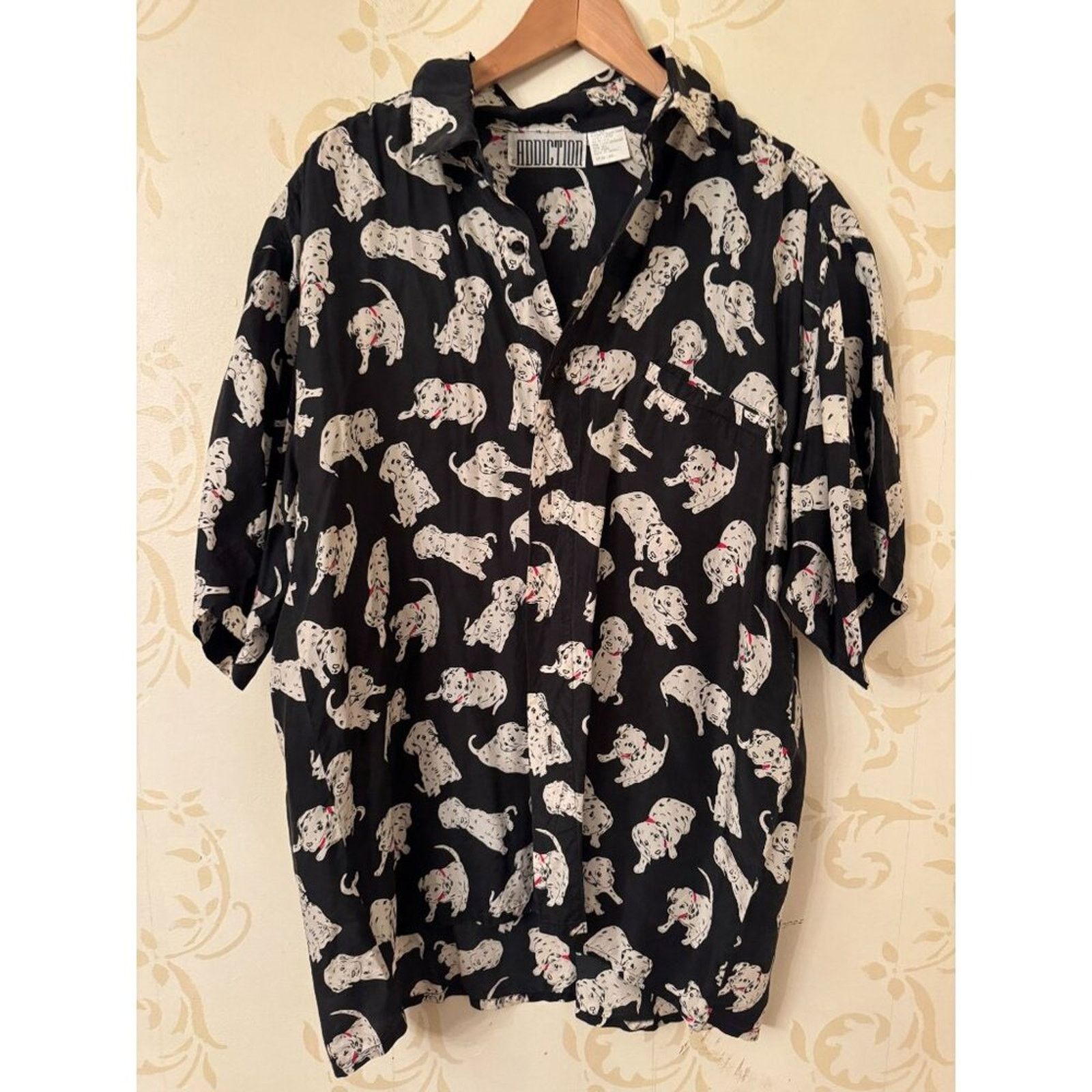 Designer Men's Medium Addiction 100% Silk 101 Dalmatian Shirt Size US M / EU 48-50 / 2 - 1 Thumbnail