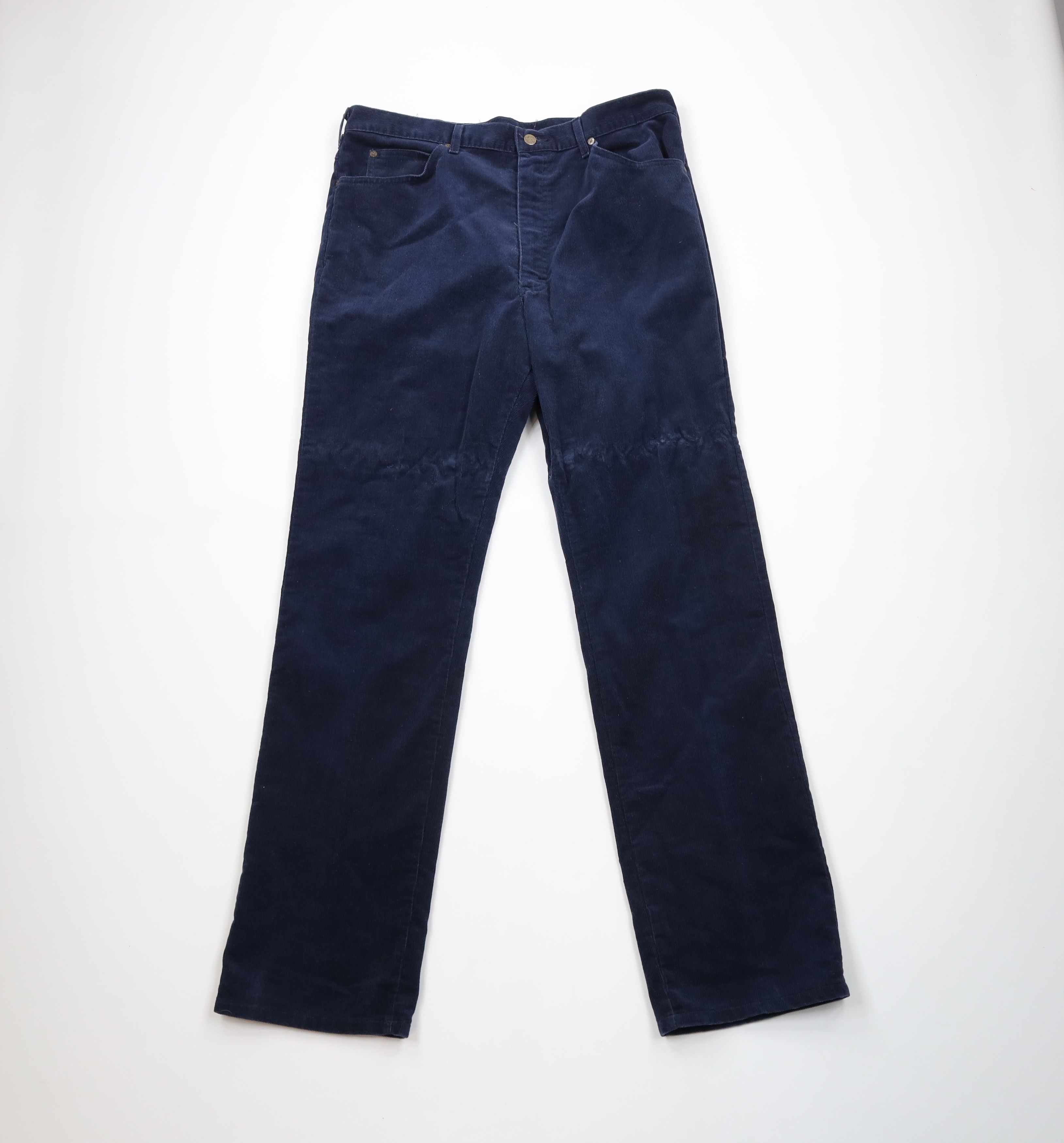 Lee × Vintage Vintage 90s Lee Wide Leg Corduroy Chino Pants Blue USA Size US 36 / EU 52 - 1 Thumbnail