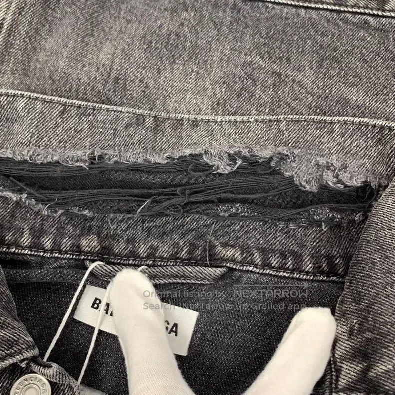 Balenciaga Balenciaga Smoked Grey Logo Letter Distressed Denim Jacket Size XXS / US 00 / IT 34 - 9 Thumbnail