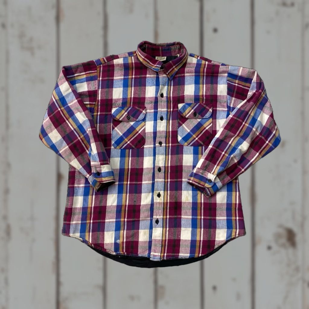 Vintage VINTAGE Five Brother Flannel Shirt Men XL Plaid Long Sleeve Button-Up Collared Pocketed Gray Cotton Blend - Regular Fit, Casual, Workwear Size US XL / EU 56 / 4 - 1 Thumbnail