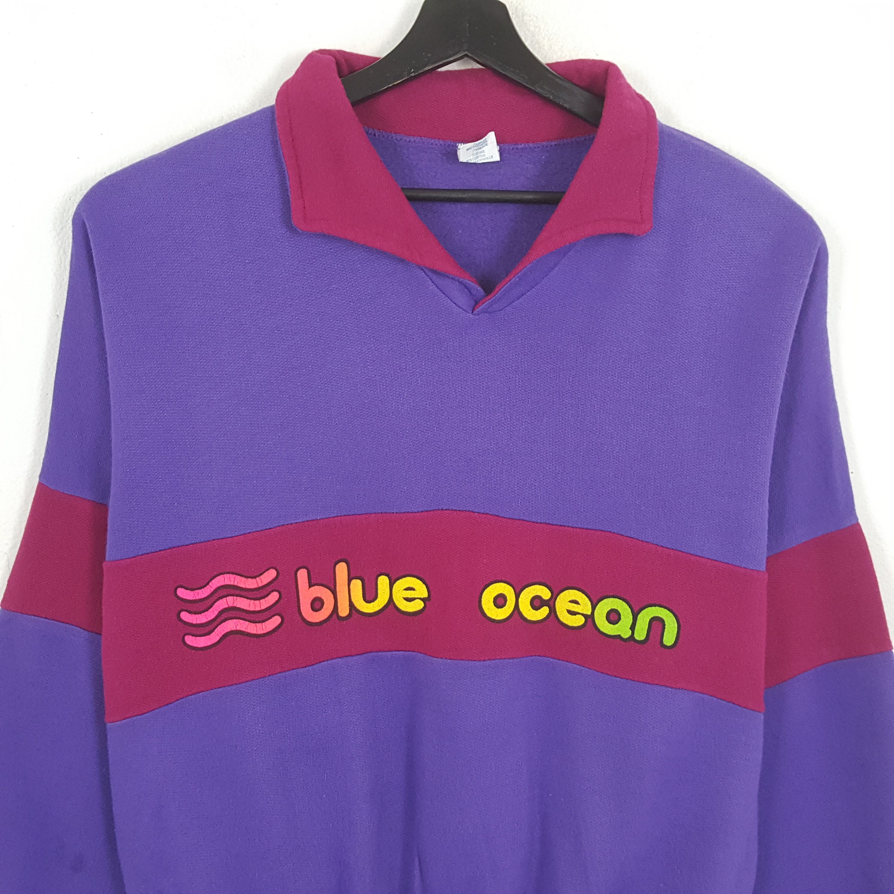 Vintage BLUE OCEAN Collar Style Sweatshirt Size US L / EU 52-54 / 3 - 2 Thumbnail