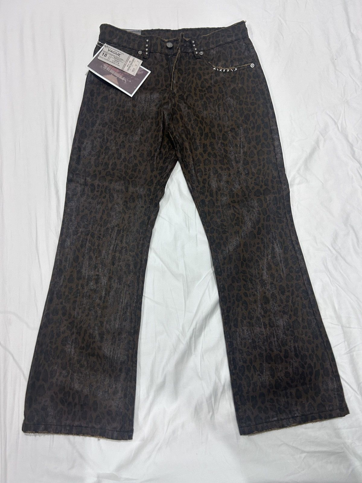 Vintage Vague Waxed Bootcut Denim Leopard Jeans Size US 30 / EU 46 - 1 Thumbnail