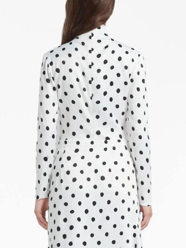 Marni o1w1db10824 Polka Dots Hi-neck Top in White Size M / US 6-8 / IT 42-44 - 3 Thumbnail