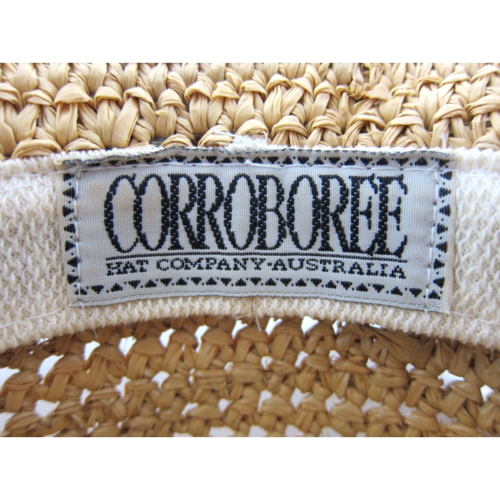 Vintage Corroboree HAT CO. AUSTRALIA Women's Packable Woven Natural Beach Hat S-M Beach Hat Womens Packable Wide Brim 90s Derby Wedding Summer Spring Beige Size ONE SIZE - 7 Thumbnail