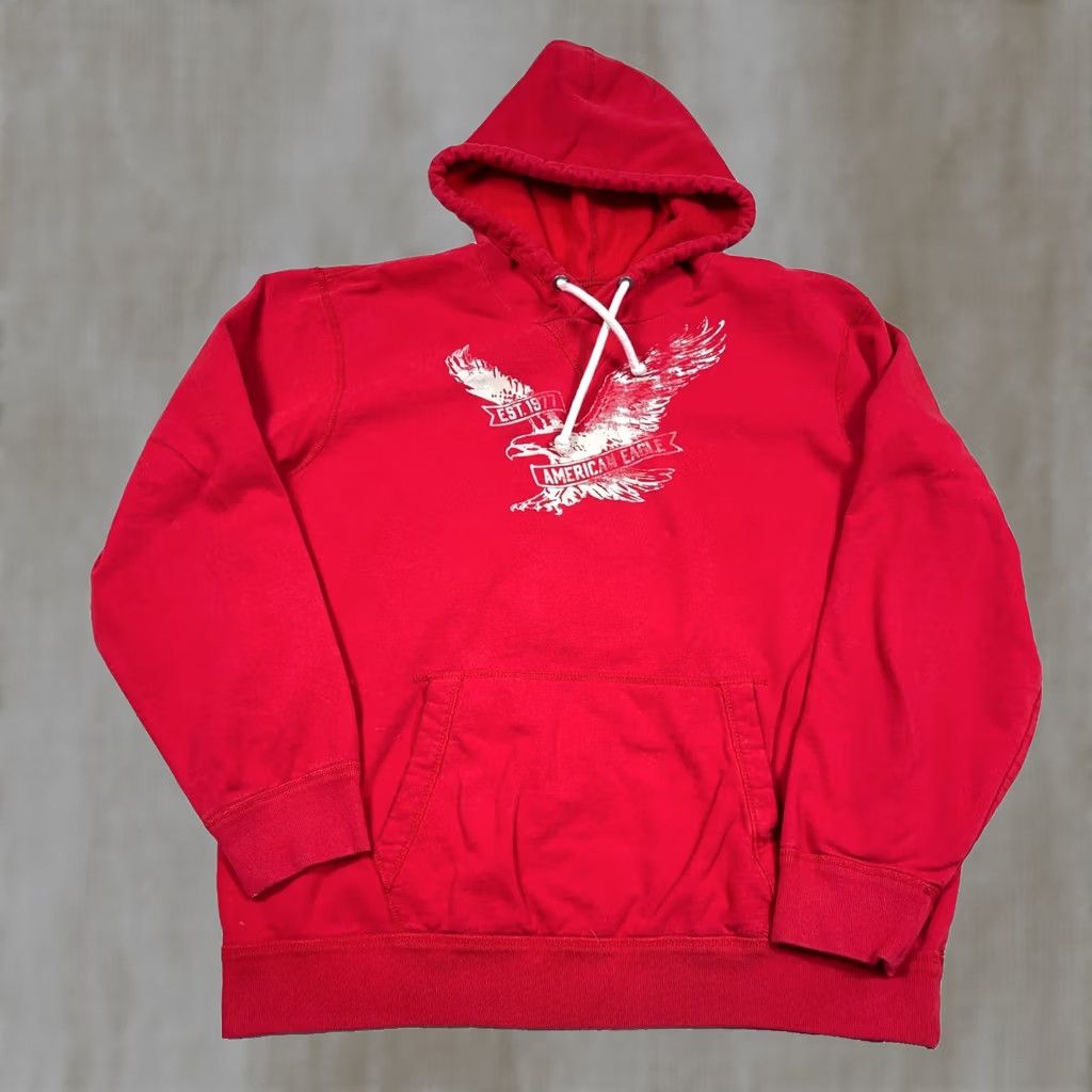 American Eagle Outfitters Vintage American Eagle Hoodie Men 2XL XXL Red Pullover Sweatshirt Y2K AE77 00s Size US XXL / EU 58 / 5 - 1 Thumbnail