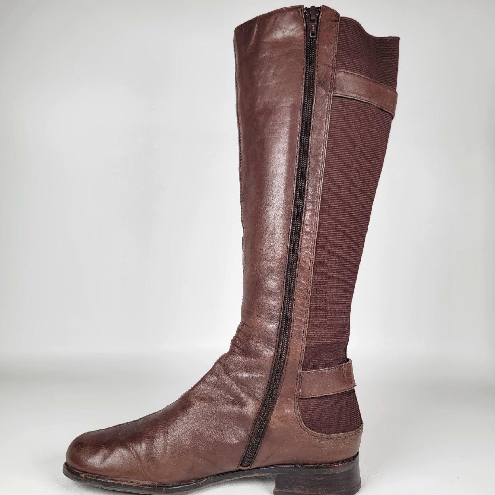 Vintage Aerosoles Boots Knee-High With Pride Faux Leather Brown 9.5 M Women Casual Zip Round Toe Shoes Size US 10 / IT 40 - 4 Thumbnail