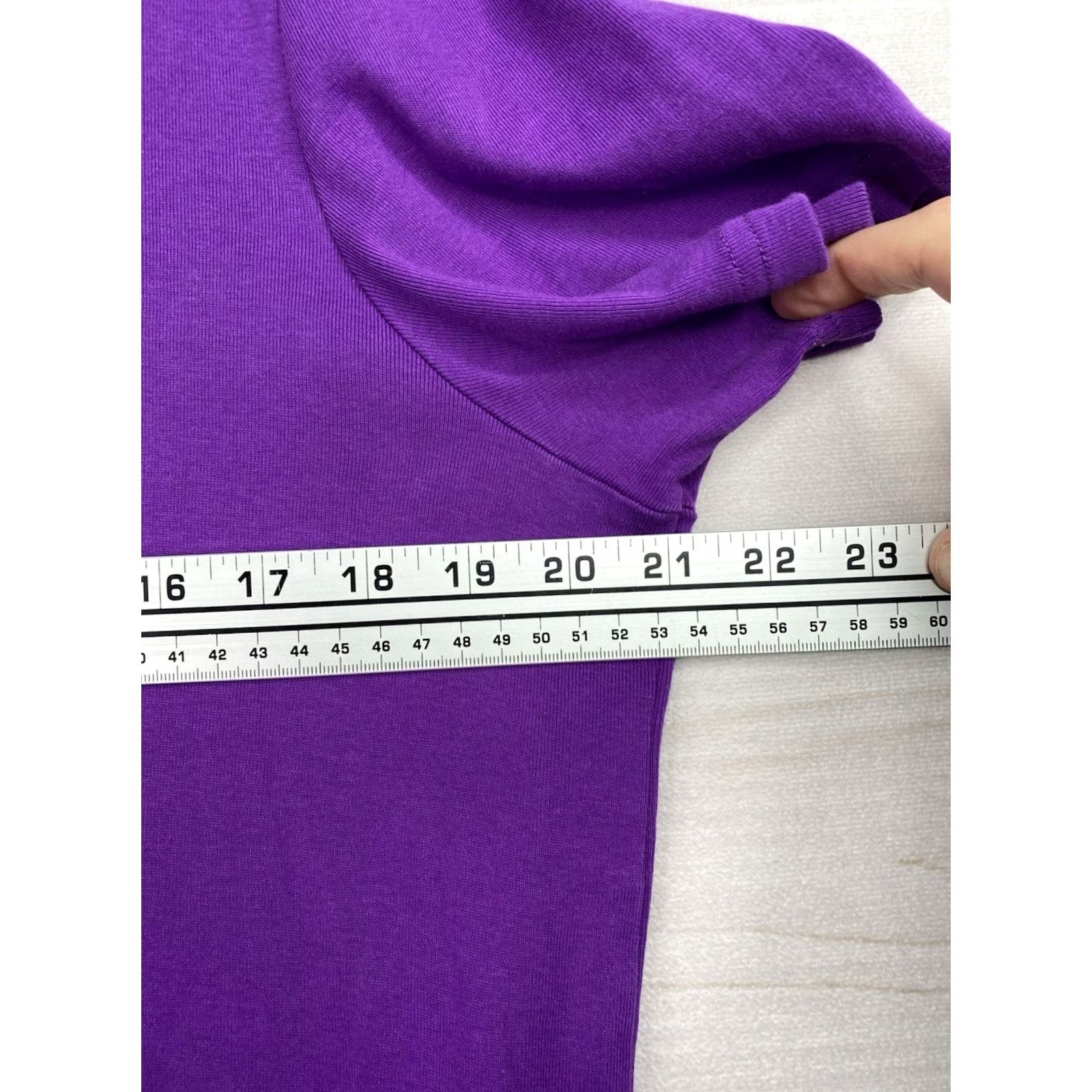 Vintage CJ Banks 1X Shirt Purple Short Sleeve Scoop Neck 100% Cotton Blouse Women's Plus Size Size XL / US 12-14 / IT 48-50 - 4 Thumbnail