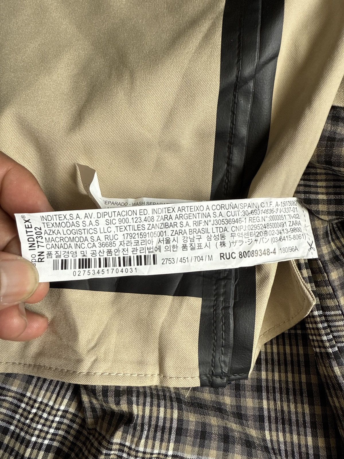 Rhude × Zara Zara Checked Patchwork Utility Jacket – Beige/Black Size US M / EU 48-50 / 2 - 8 Thumbnail