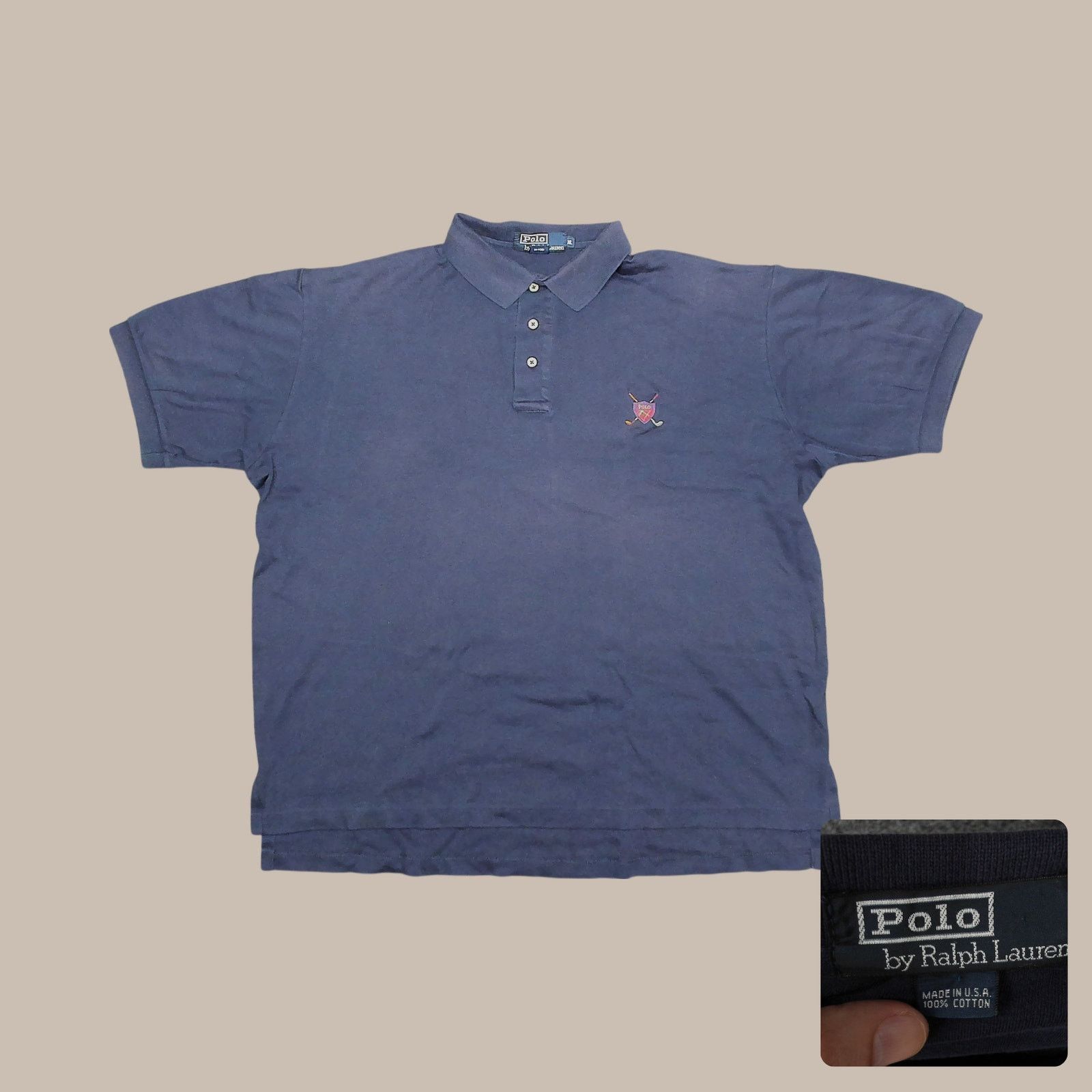 Polo Ralph Lauren Polo Ralph Lauren VTG 90s Sun Faded Boxy Golf Crest Polo XXL Size US XXL / EU 58 / 5 - 1 Thumbnail
