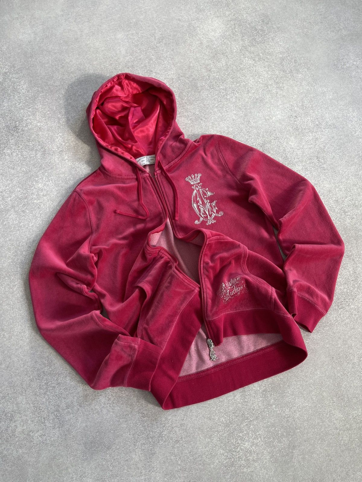 Christian Audigier VINTAGE CHRISTIAN AUDIGIER VELOUR Y2K ed hardy ZIP UP HOODIE Size L / US 10 / IT 46 - 2 Thumbnail
