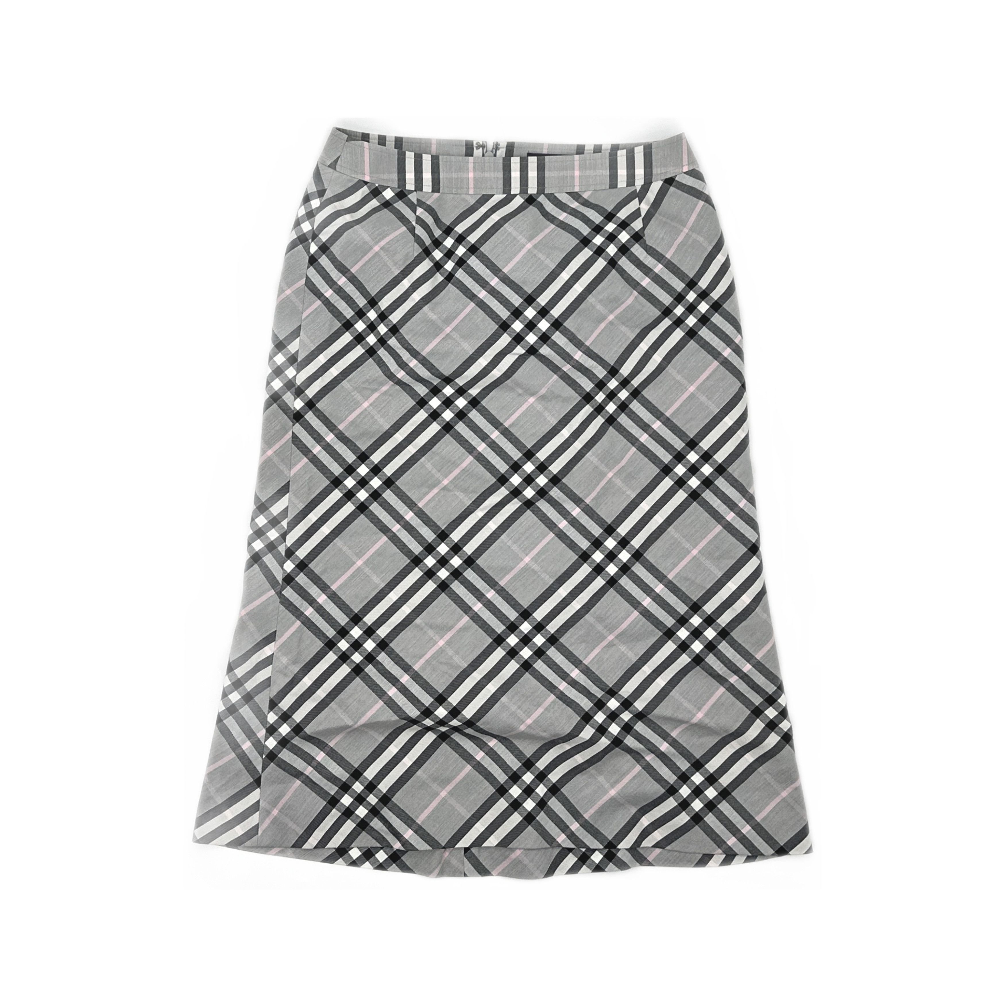 Burberry Burberry Gray Checkered Midi Skirt Size 38 Size 26" / US 2 / IT 38 - 1 Thumbnail