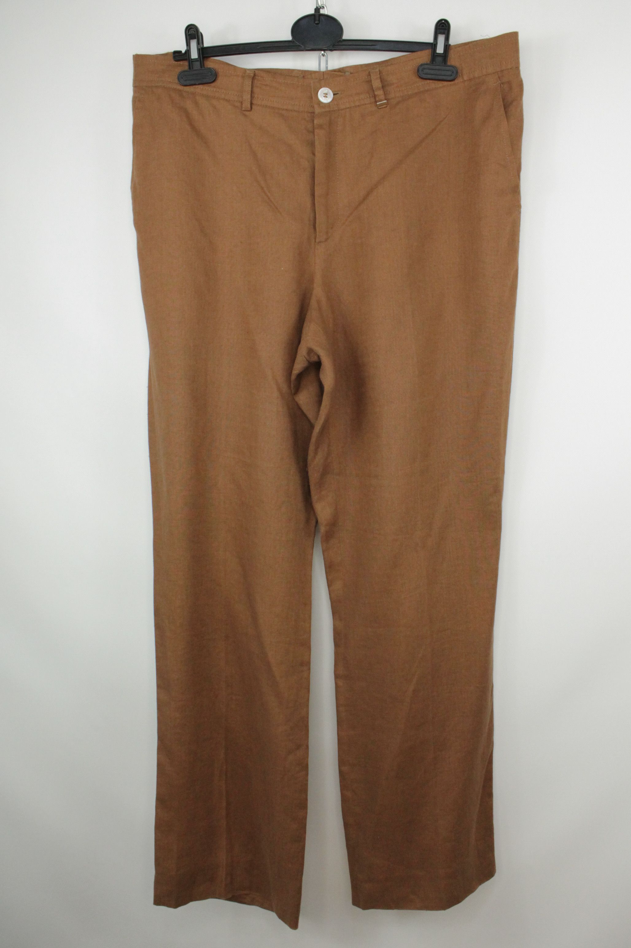 Bogner × Designer Bogner Brown Linen Wide Leg Casual Women's Pants Size 38" / US 16 / IT 52 - 1 Thumbnail