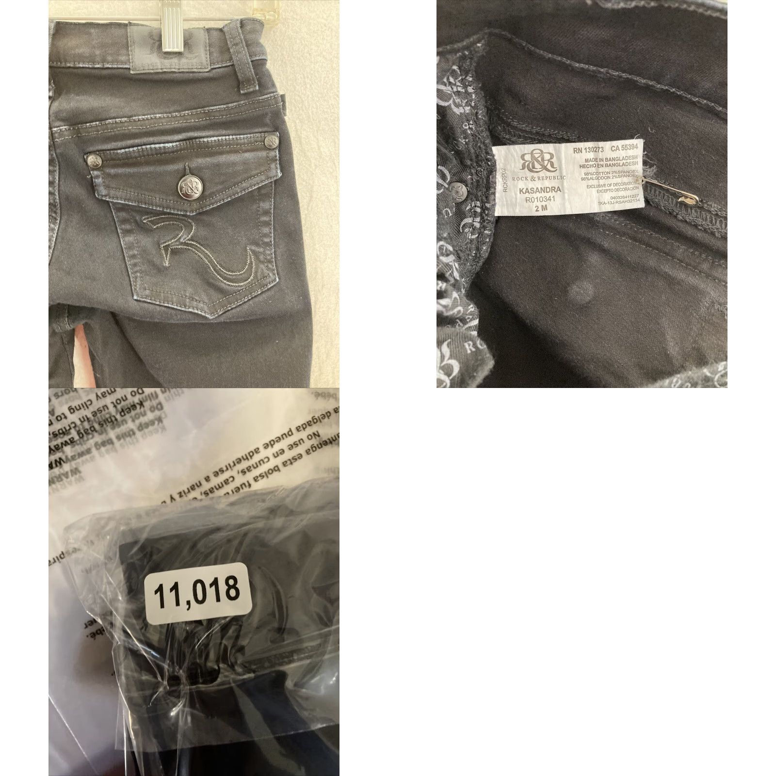 Vintage Rock & Republic Jeans Cassandra 2M Black Denim Bootcut Regular Size 26" / US 2 / IT 38 - 8 Thumbnail