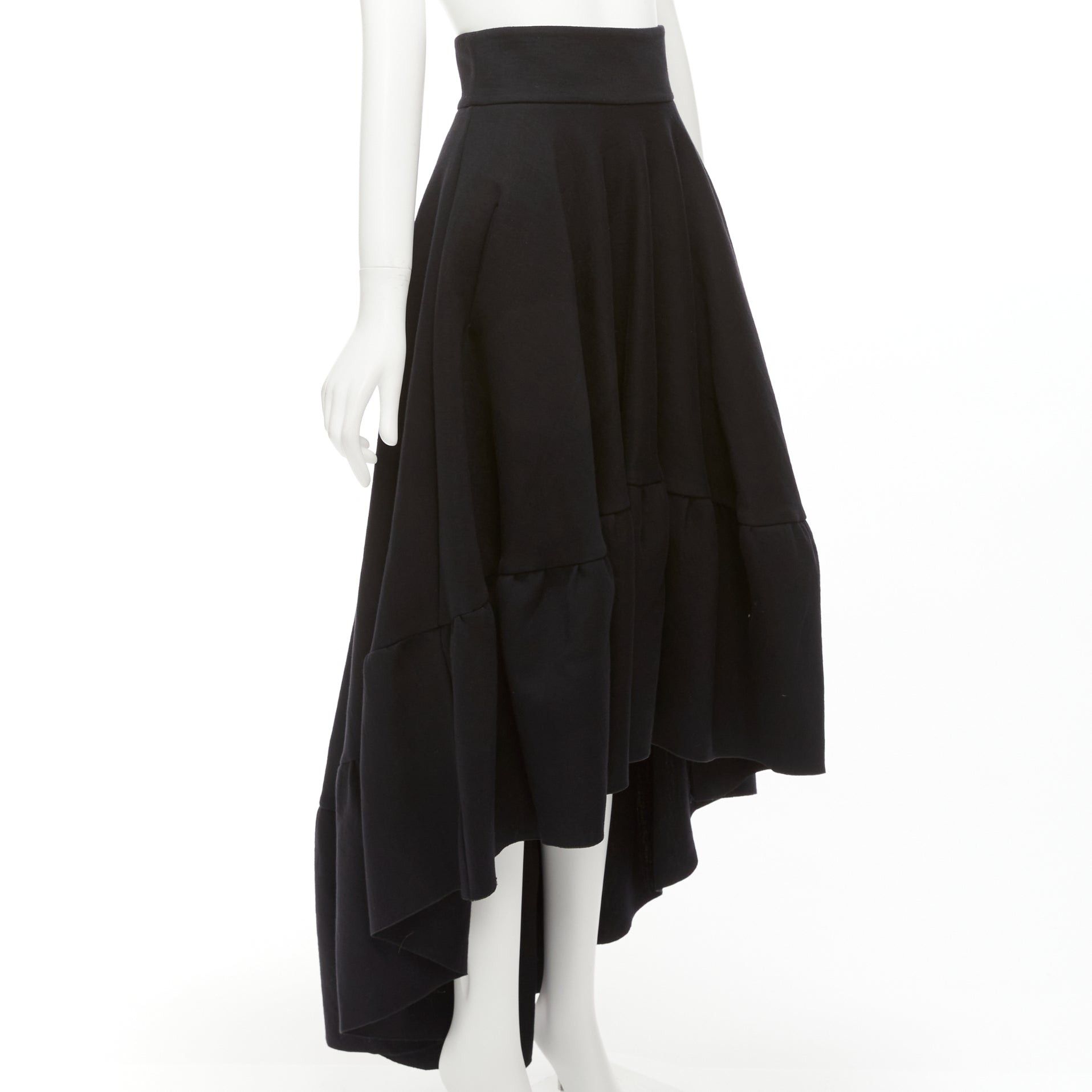 Antonio Berardi ANTONIO BERARDI black cotton blend high low dramatic ruffle skirt IT40 S Size 27" / US 4 / IT 40 - 1 Thumbnail