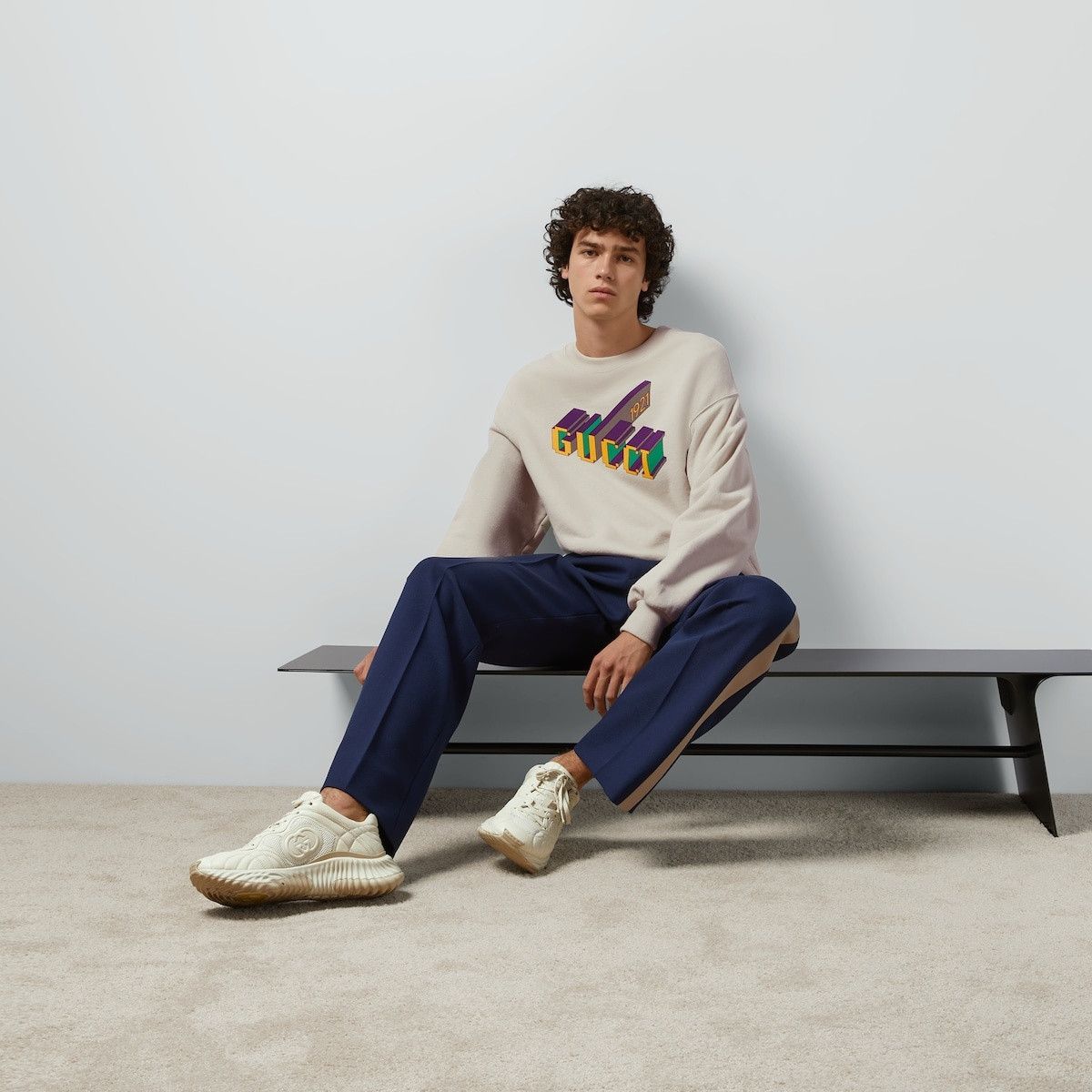 Gucci o1mt1gz0325 Cotton Jersey Sweatshirt With Print in Ivory Size US S / EU 44-46 / 1 - 2 Thumbnail