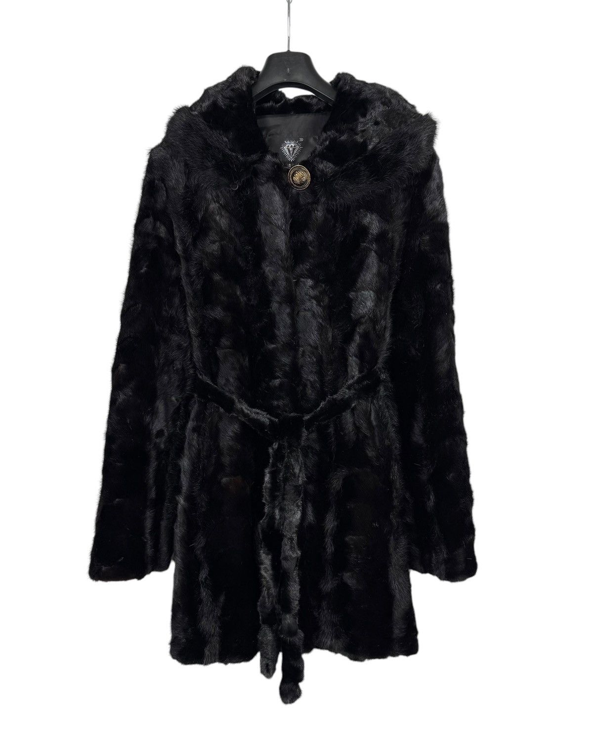Designer Real Mink Fur Coat Hooded Belted size XS Size XS / US 0-2 / IT 36-38 - 12 Thumbnail