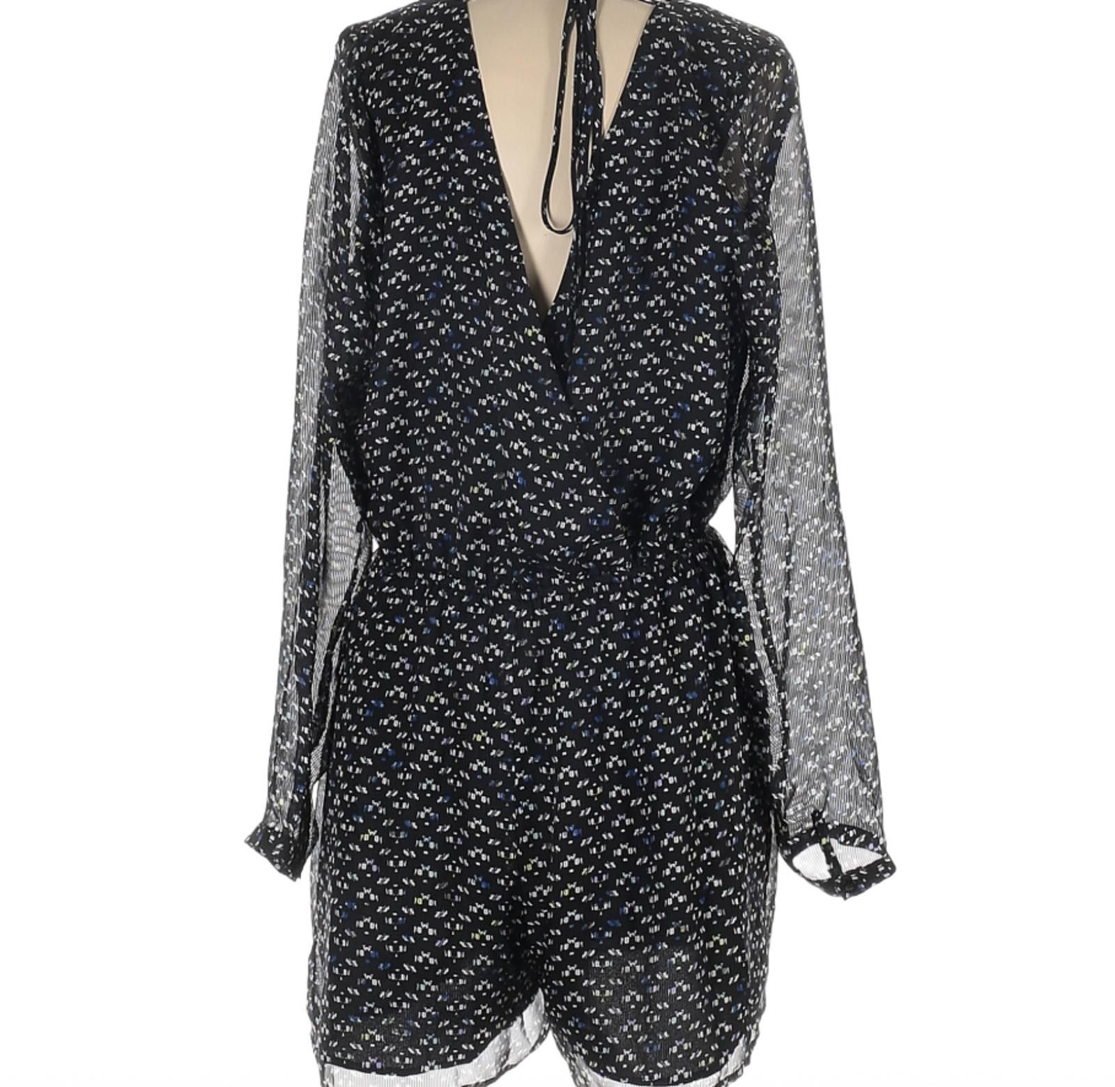 BCBGeneration BCBGeneration Black Floral Romper Size L Size 36" / US 14 / IT 50 - 2 Thumbnail