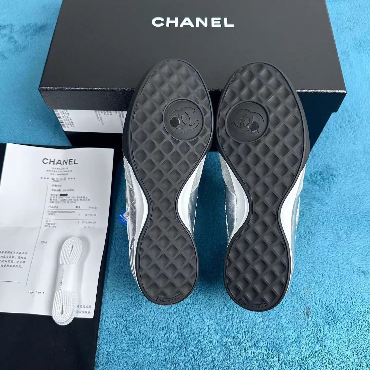 Chanel Chanel 25S Women's Silver Deerskin Trainer Size 35.5 Size US 5 / IT 35 - 5 Thumbnail