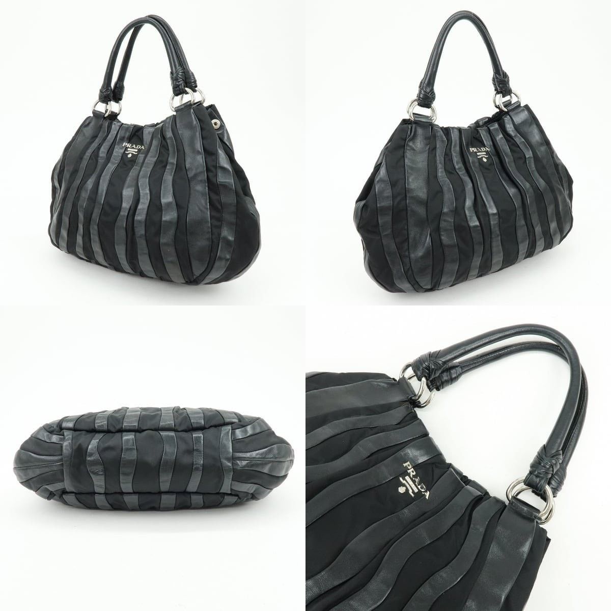 Prada Prada Logo Leather & Nylon Shoulder Bag Black Size ONE SIZE - 3 Thumbnail