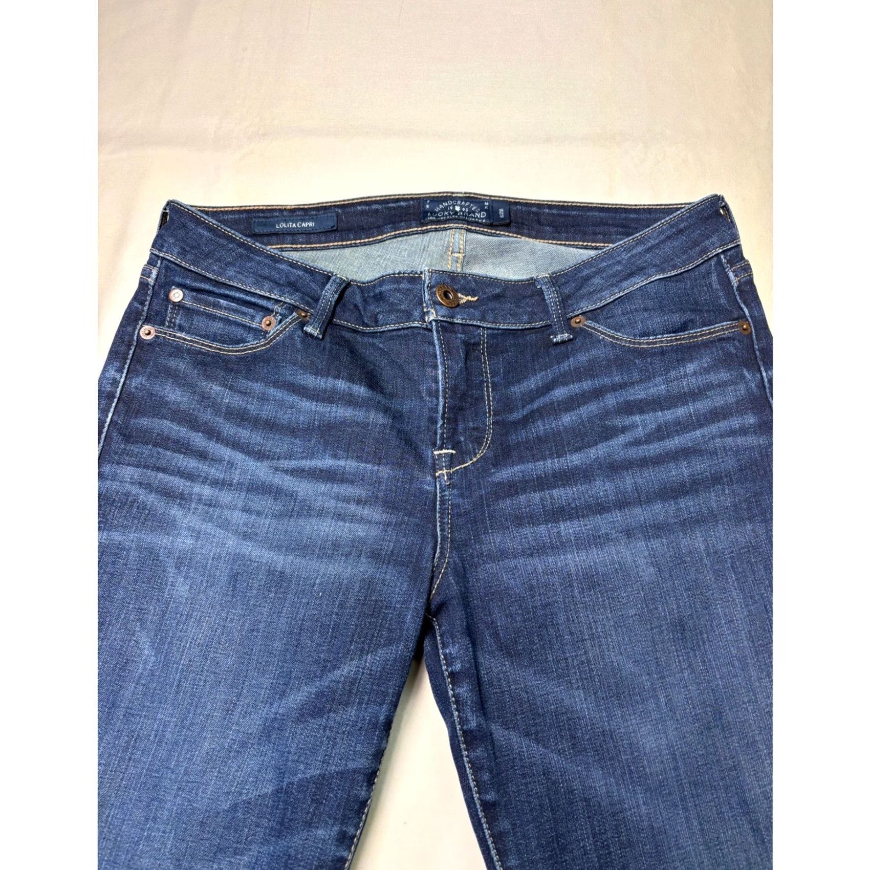 Lucky Brand Lucky Brand Lolita Capri Jeans Hobart Dark Wash Denim Size W32xL27 Women Cotton Blend 5-Pocket Stretch Crop Size 28" / US 6 / IT 42 - 2 Thumbnail