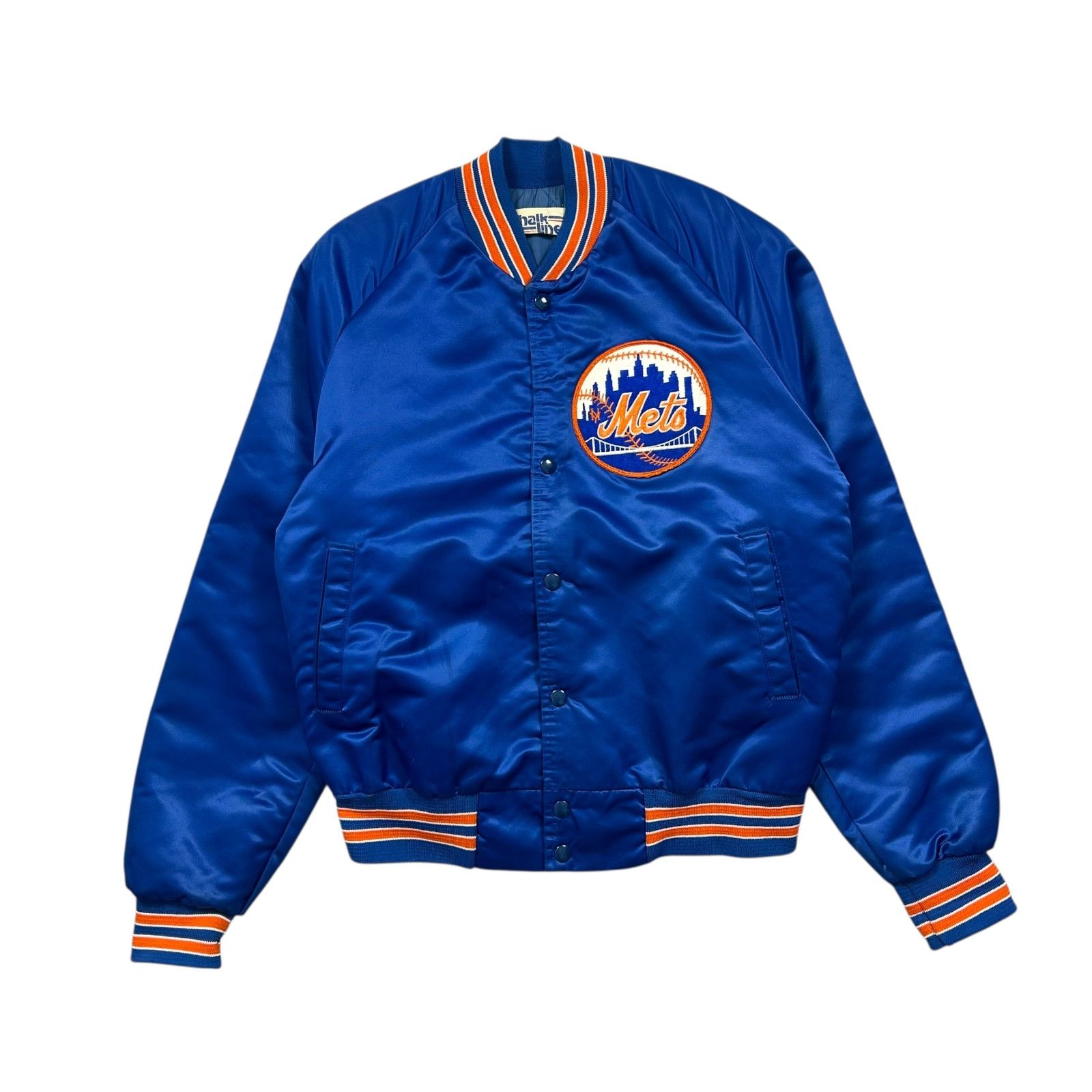 MLB VTG 90s NEW YORK METS CHALK LINE SATIN JACKET SPELL OUT Size US M / EU 48-50 / 2 - 2 Thumbnail