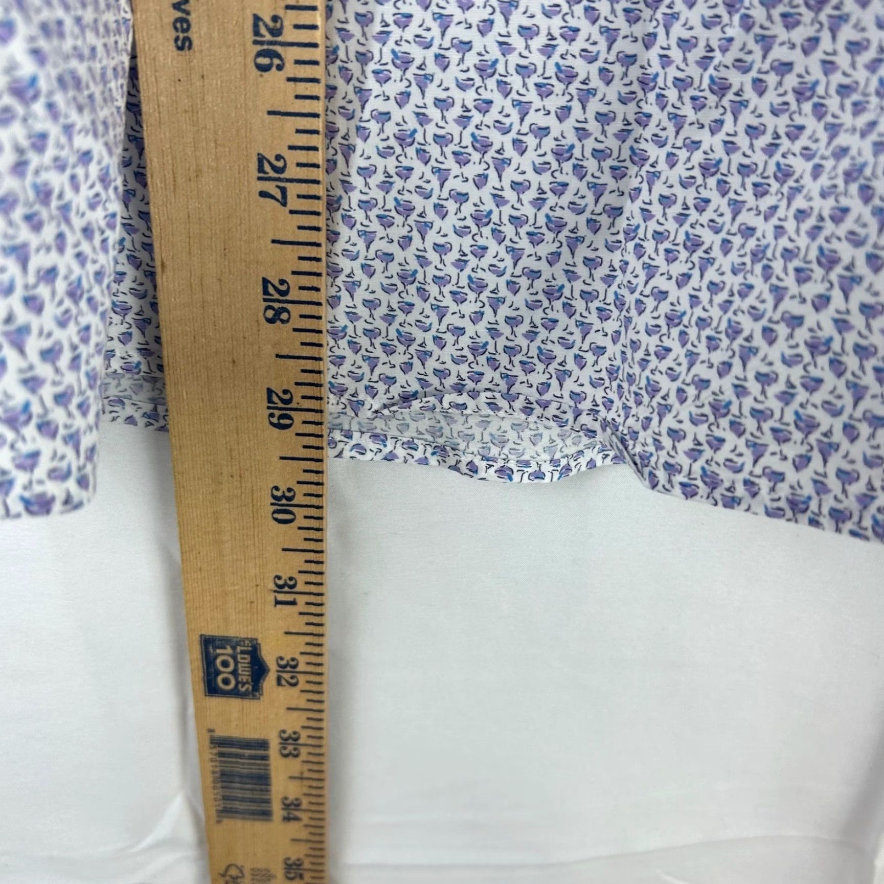 Peter Millar Peter Millar Button Front Mens XL White Martini Glass Print Short Sleeve Shirt Size US 36 / EU 52 - 3 Thumbnail