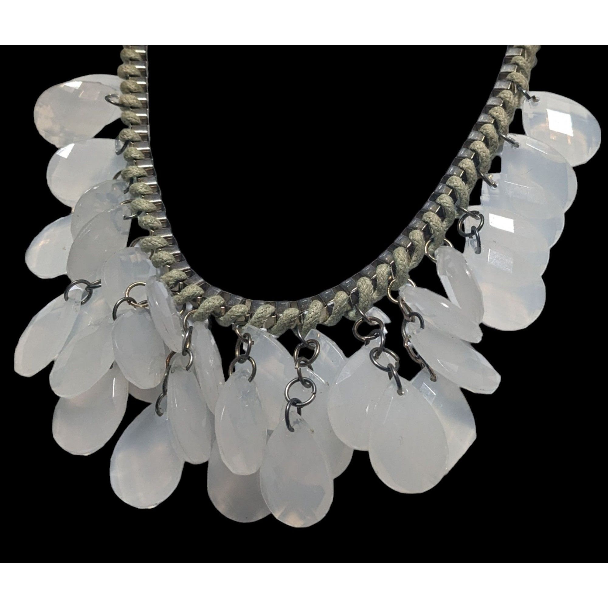 Other Chunky White Teardrop Box Chain Woven Necklace Size ONE SIZE - 3 Thumbnail