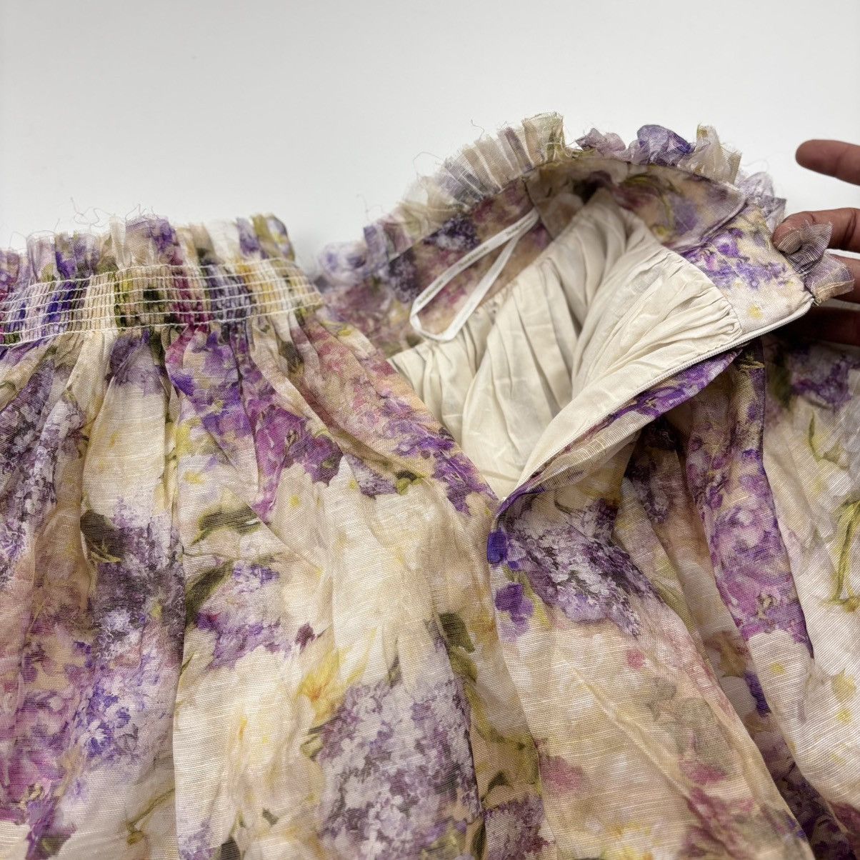 Zimmermann ZIMMERMANN Floral Print Linen And Silk Blend Skirt Size 28" / US 6 / IT 42 - 7 Thumbnail