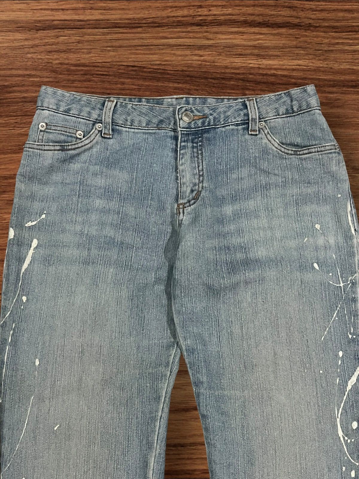 Hysteric Glamour × Japanese Brand × Tornado Mart Japanese Brand Paint Splattered Blue Wash Retro Flare Jeans Size US 29 - 5 Thumbnail