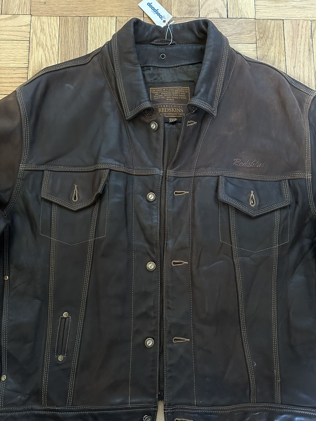 Other Redskin Leather Trucker Jacket rare heavy brown Size US XL / EU 56 / 4 - 2 Thumbnail