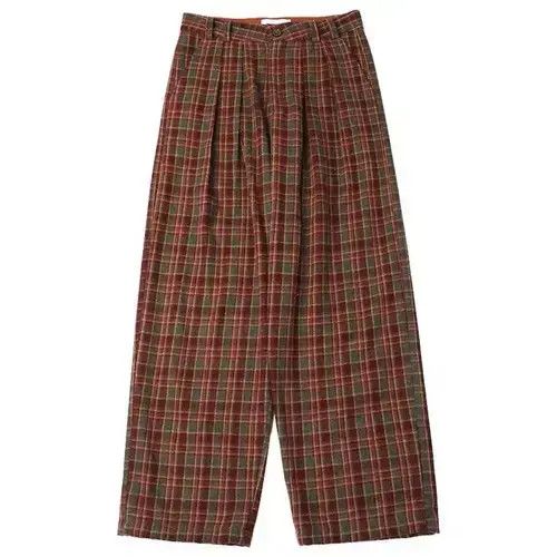Jean 20AW Indigo Union Japan Red Green Checked Beaver Pants Size US 32 / EU 48 - 4 Thumbnail