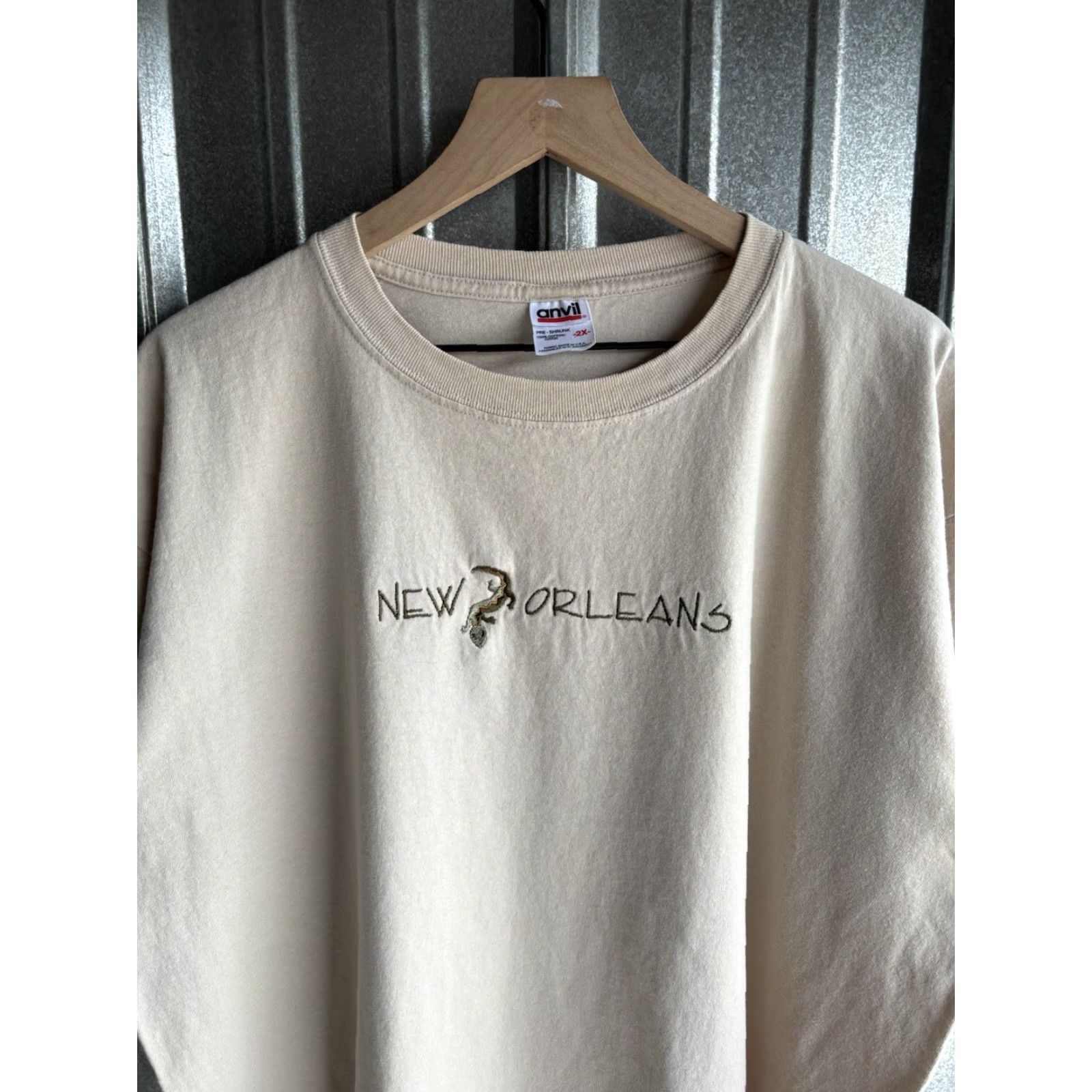 Anvil VINTAGE New Orleans Tee 2XL Anvil Crew Neck Cotton Brown Graphic Print 90s Retro Music USA Men Size US XXL / EU 58 / 5 - 3 Thumbnail