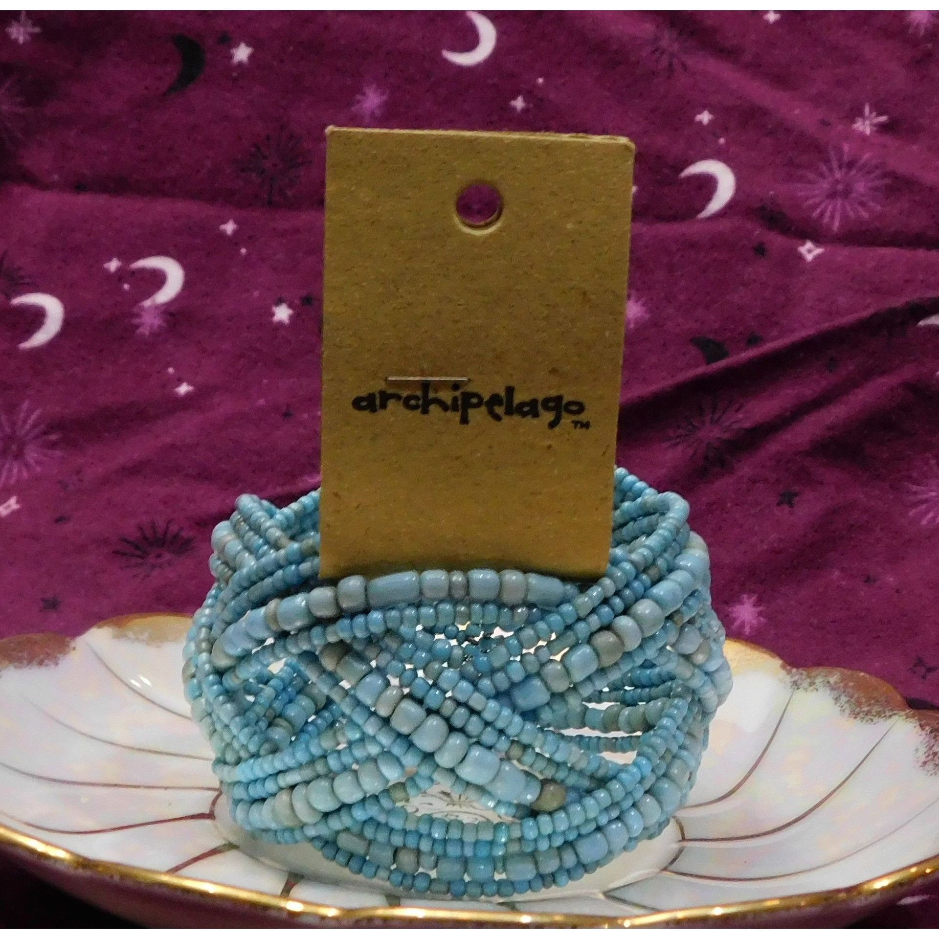Other Archipelago Handmade Blue beaded Cuff Bracelet Size ONE SIZE - 1 Thumbnail