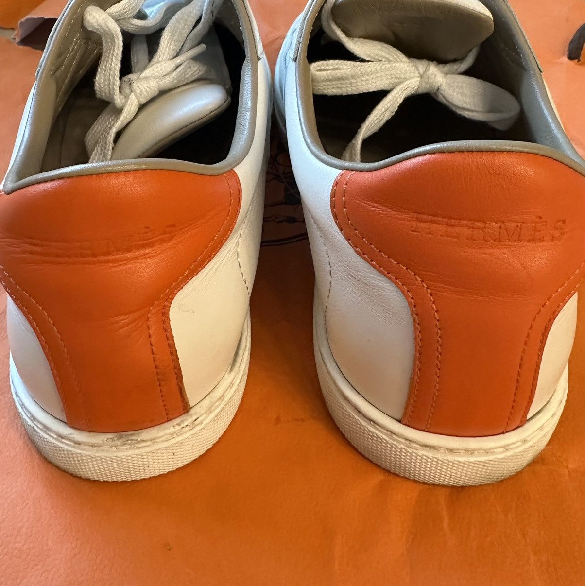 Hermes Hermès Avantage Sneakers White/Orange - Size 41-42 EU Size US 9 / EU 42 - 4 Thumbnail
