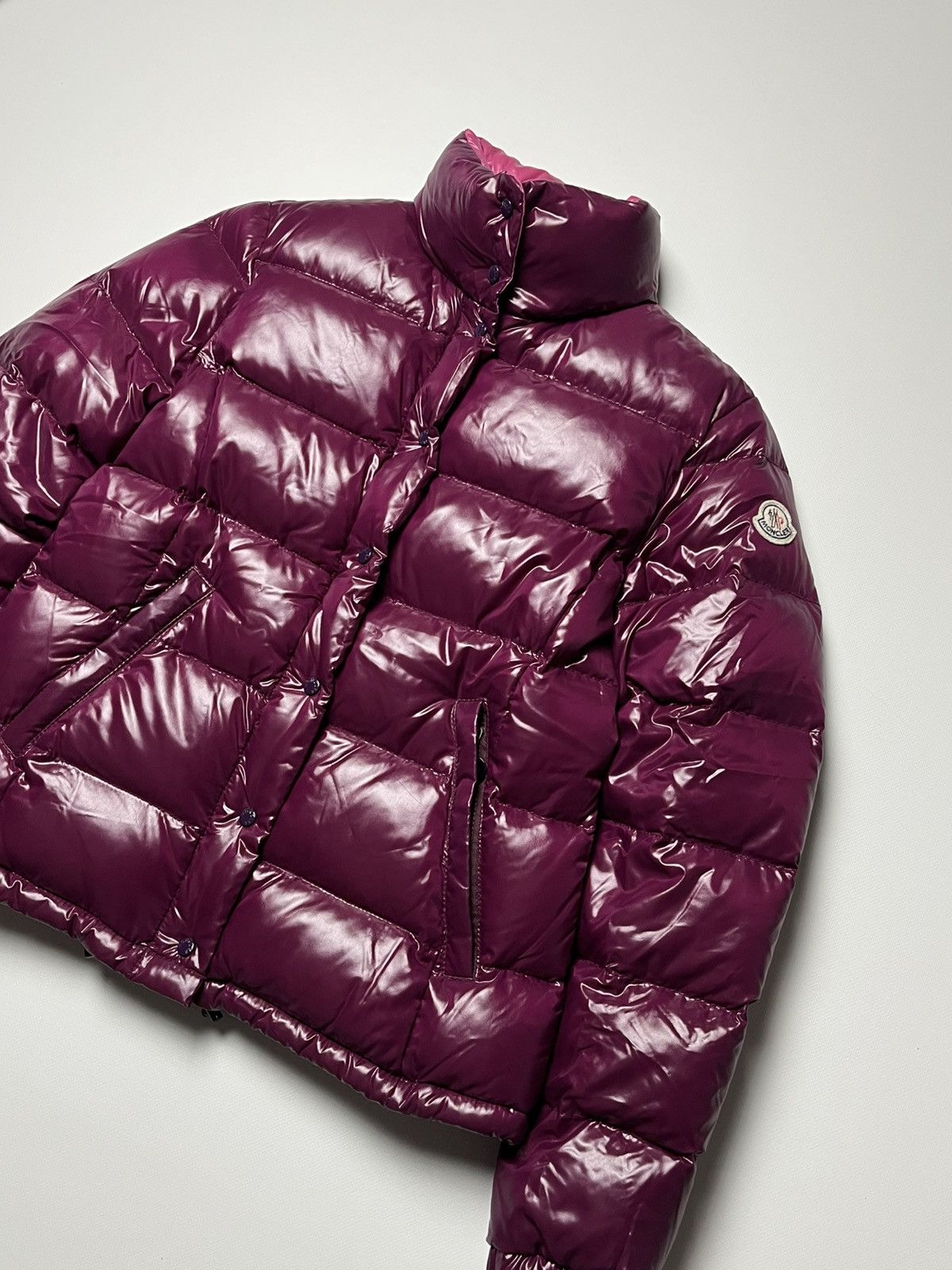 Moncler Moncler Glossy Down Puffer Jacket Burgundy Size L / US 10 / IT 46 - 2 Thumbnail