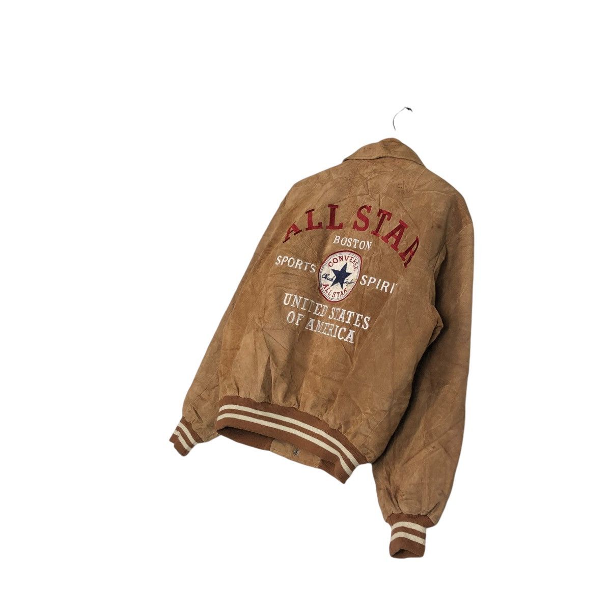 Converse 🔥VINTAGE BOMBER LEATHER JACKET CONVERSE ALL STAR BIG LOGO Size US M / EU 48-50 / 2 - 12 Thumbnail