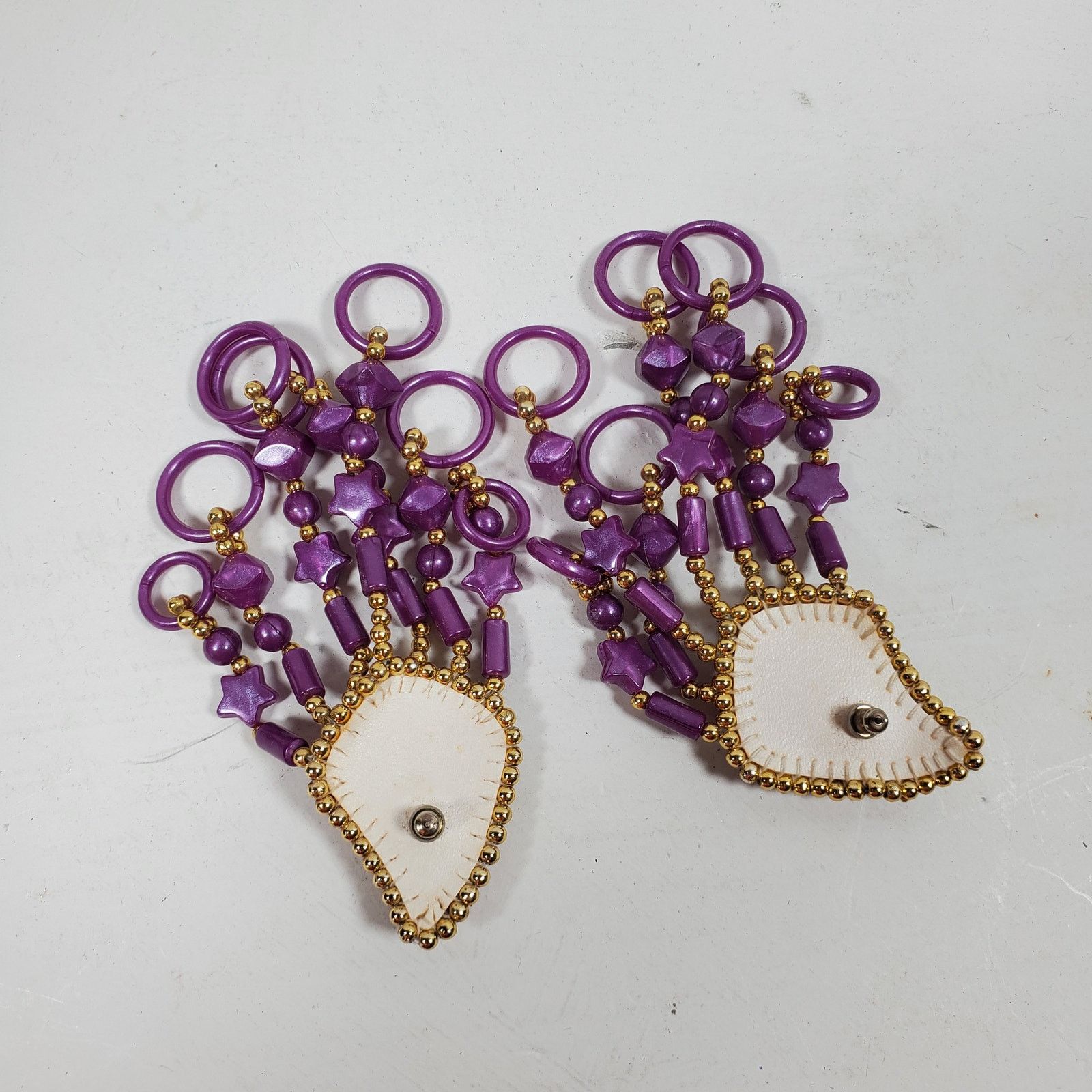 The Unbranded Brand Vintage Handcrafted Purple Statement Earrings 4 Inch Drop Size ONE SIZE - 2 Thumbnail