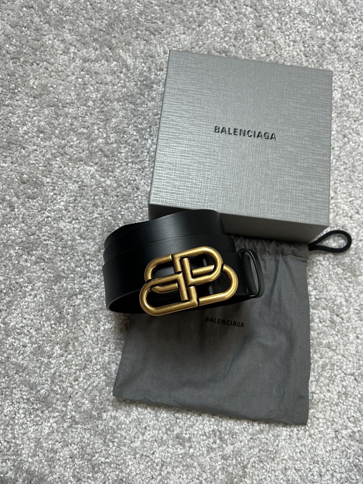Balenciaga Balenciaga BB Gold Buckle Leather Belt Size ONE SIZE - 2 Thumbnail