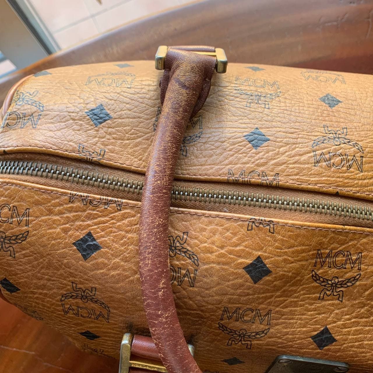 MCM Vintage MCM Boston Brown Visetos Leather Hand Bag Size ONE SIZE - 18 Thumbnail