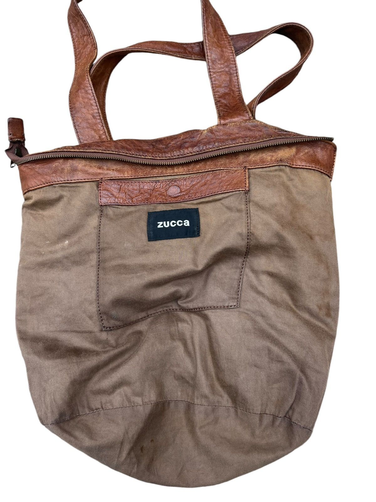 Leather Trashed Zucca Japan Distress Patina Leather Bag Tote Size ONE SIZE - 23 Thumbnail