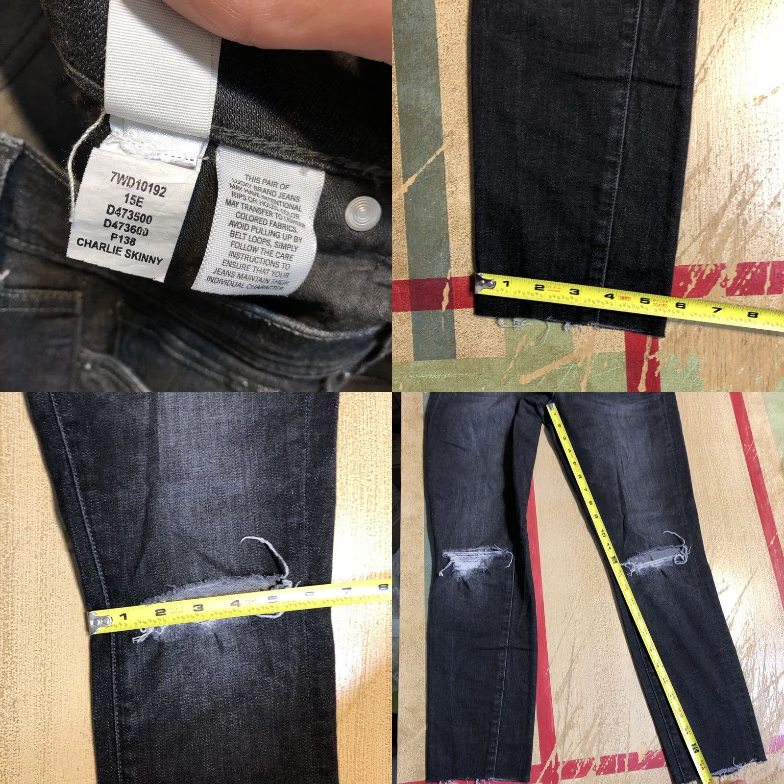 Lucky Brand Lucky Brand Jeans Womens Charlie Skinny Crop Black Distressed Denim 4 25.5 Size 27" / US 4 / IT 40 - 8 Thumbnail