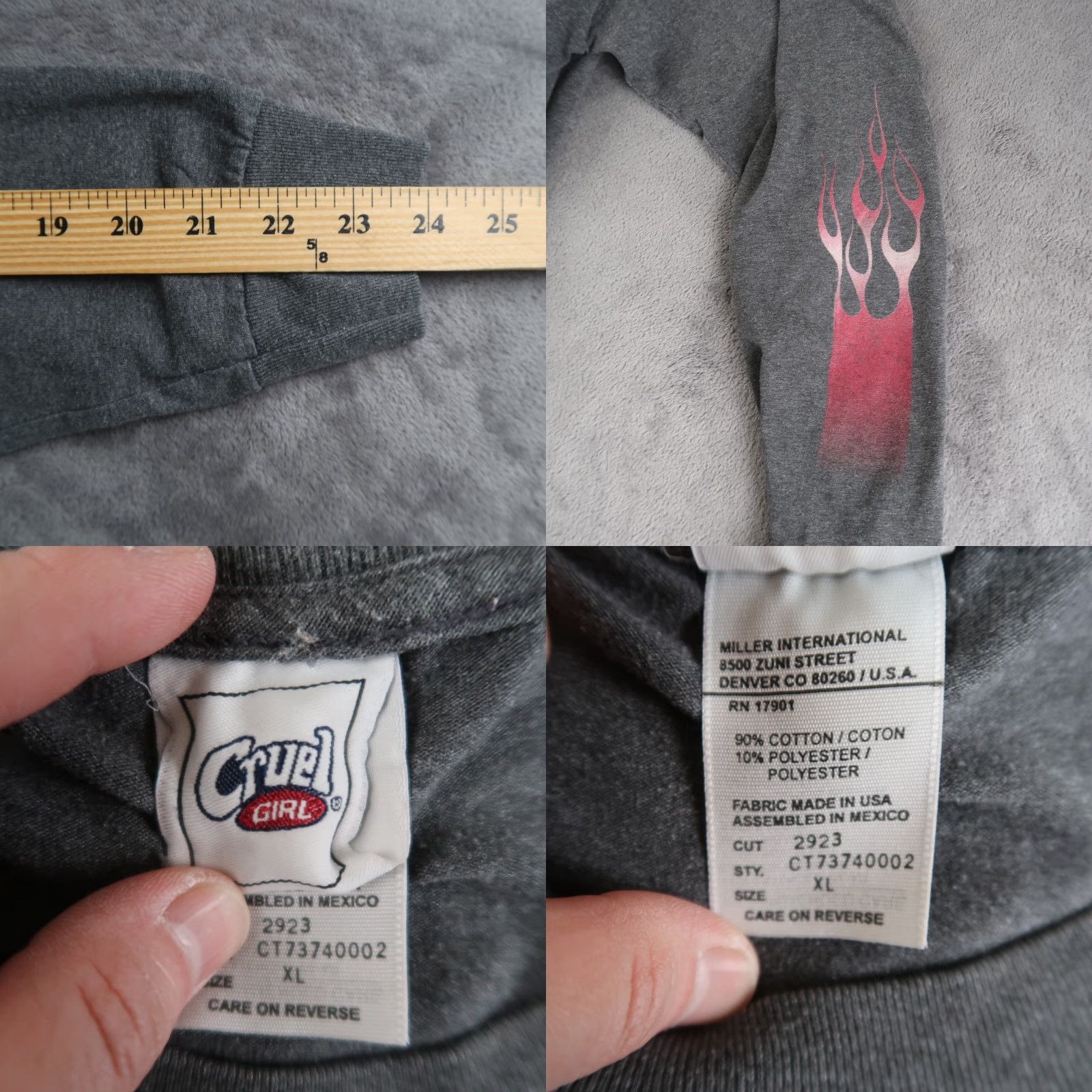 Vintage VINTAGE Cruel Girl Flame Long Sleeve T-Shirt XL Gray Heart Logo Women Shirt Size XL / US 12-14 / IT 48-50 - 8 Thumbnail