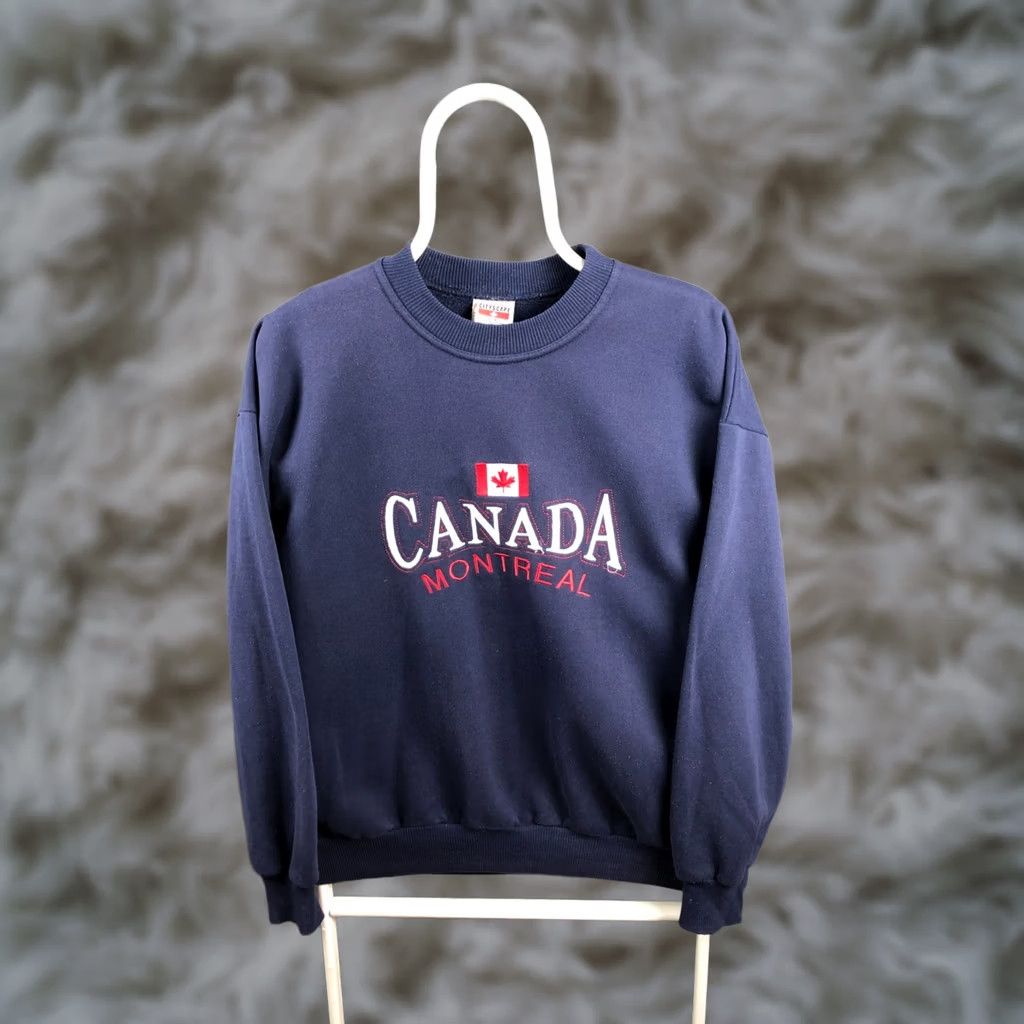 Vintage Cityscape Sweatshirt Men S Blue Canada Logo Crew Neck Cotton Polyester Jersey Pullover Comfortable Regular Fit Size US S / EU 44-46 / 1 - 1 Thumbnail
