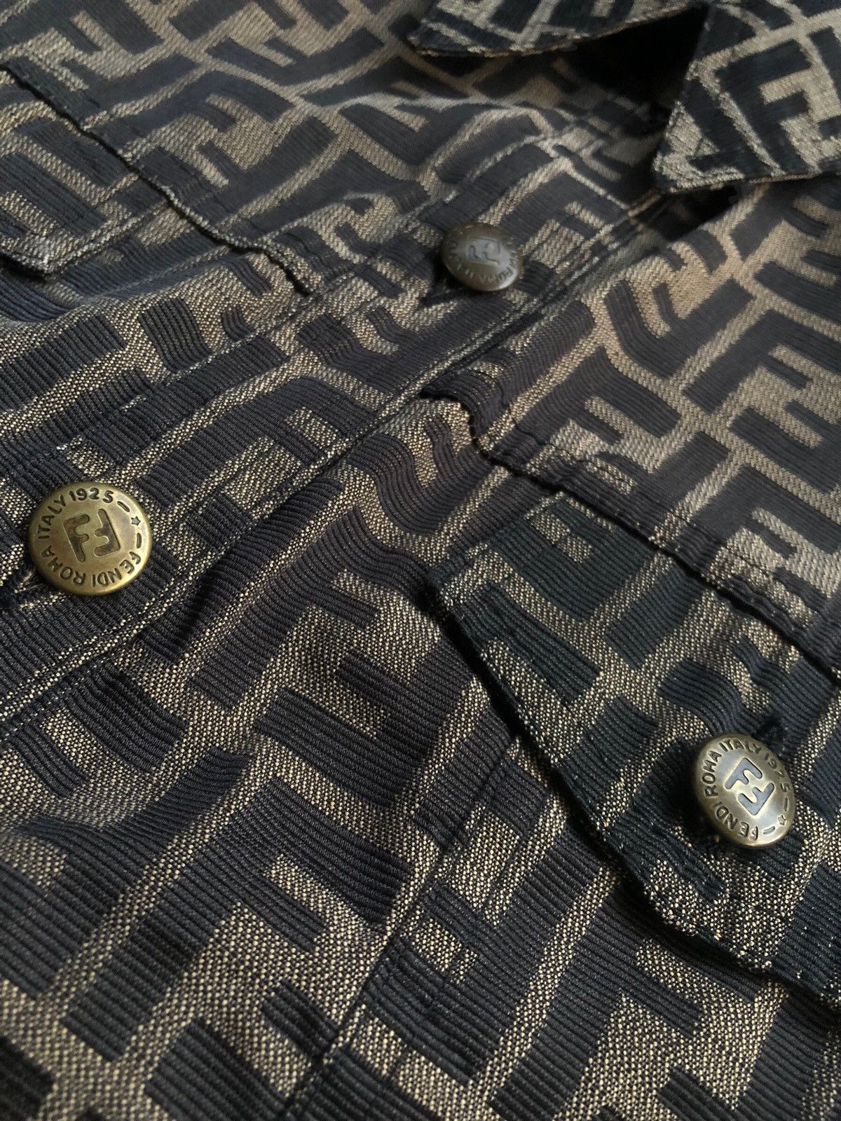 Fendi Vintage FENDI ROMA Zucca Brown Monogram Jeans Vest Jacket Size L / US 10 / IT 46 - 8 Thumbnail