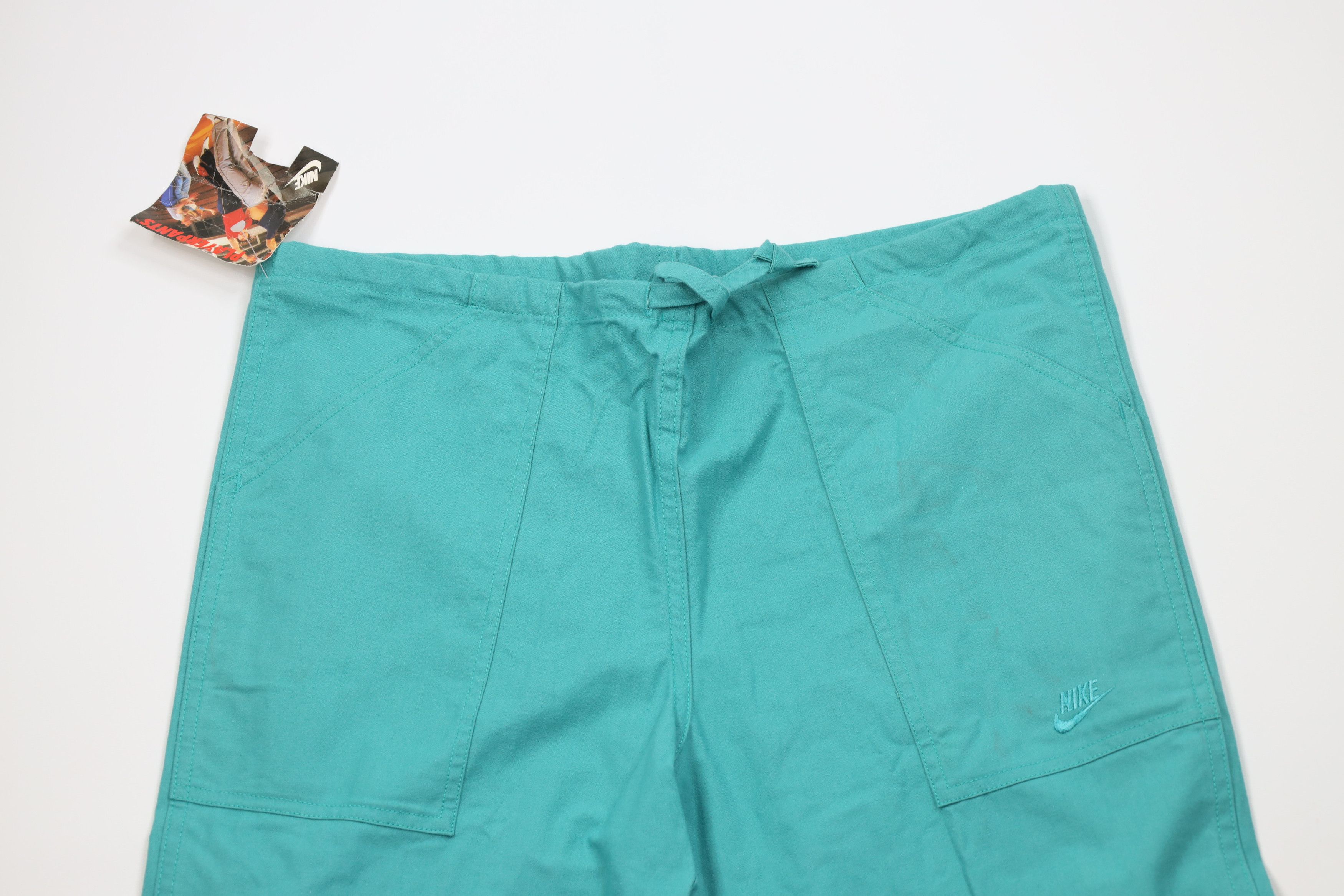 Nike Deadstock Vintage 80s 90s Nike Basketball Pants Teal Cotton Size US 34 / EU 50 - 2 Thumbnail