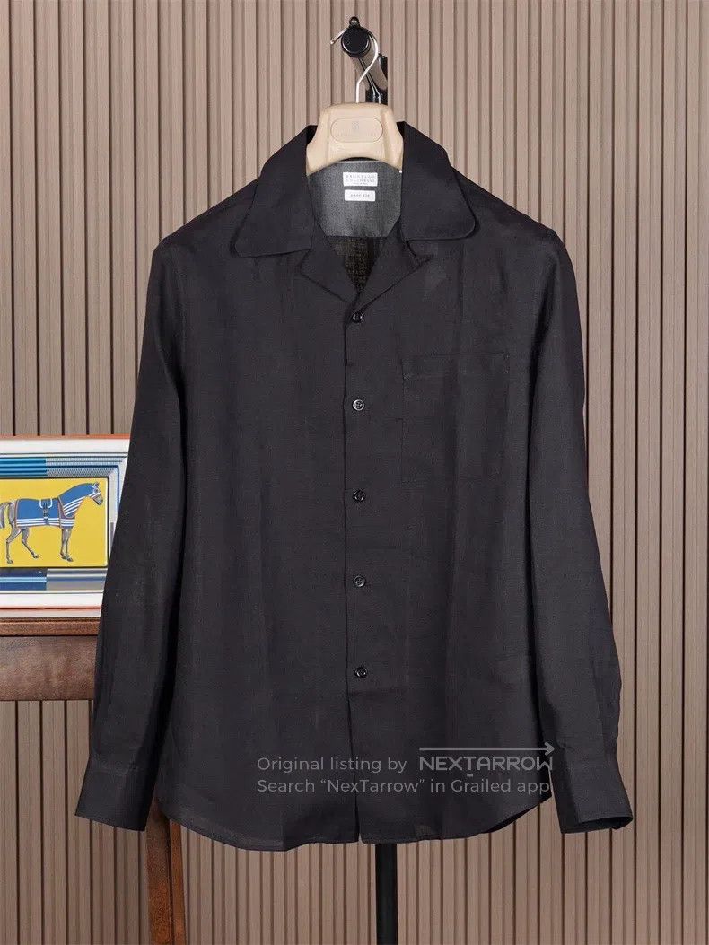 Brunello Cucinelli Brunello Cucinelli Cuban Collar Linen Shirt Size US M / EU 48-50 / 2 - 1 Thumbnail