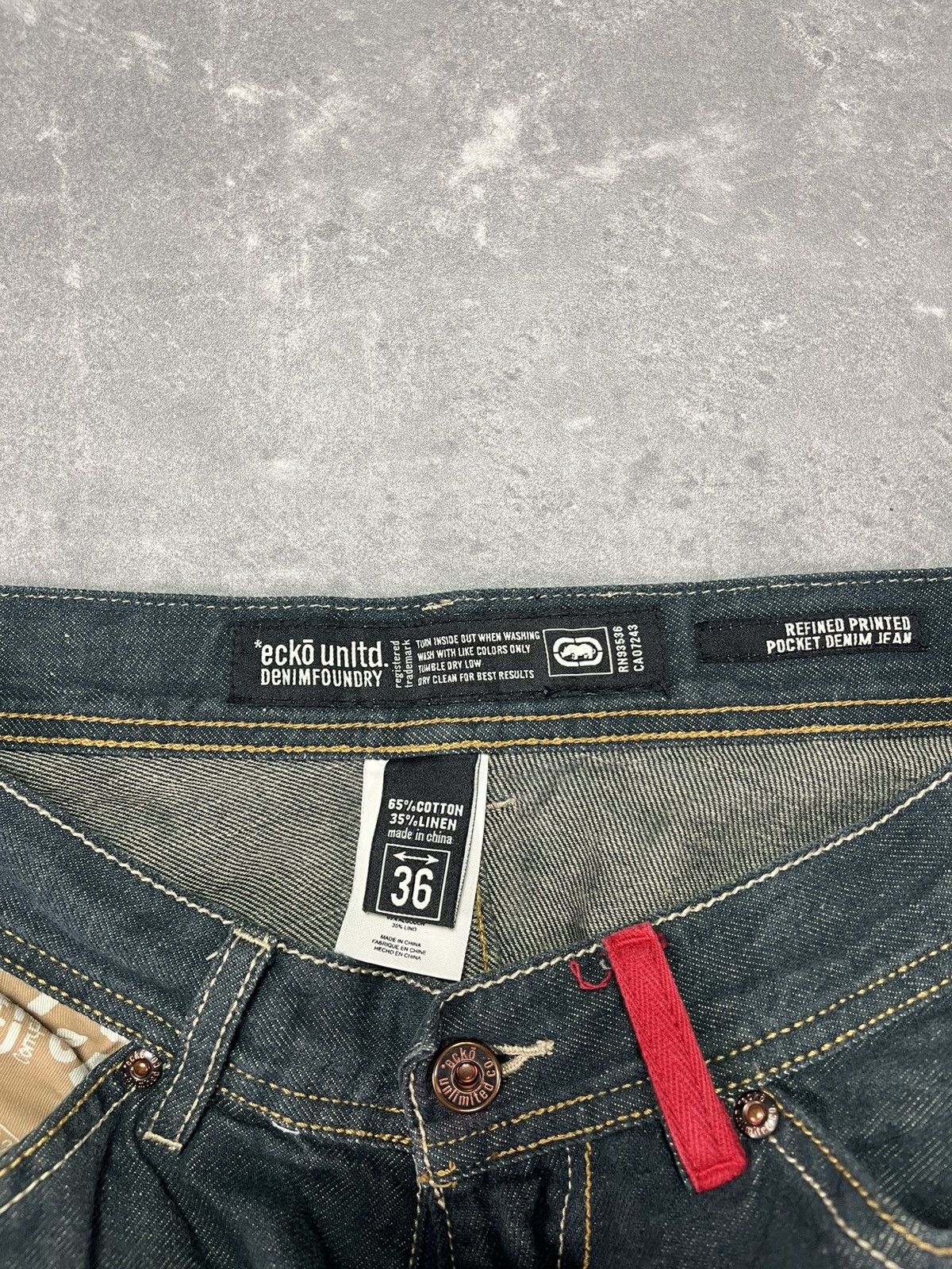 Ecko Unltd. Ecko Unltd. Printed Pockets Linen Baggy Denim Jeans 36 Size US 36 / EU 52 - 7 Thumbnail